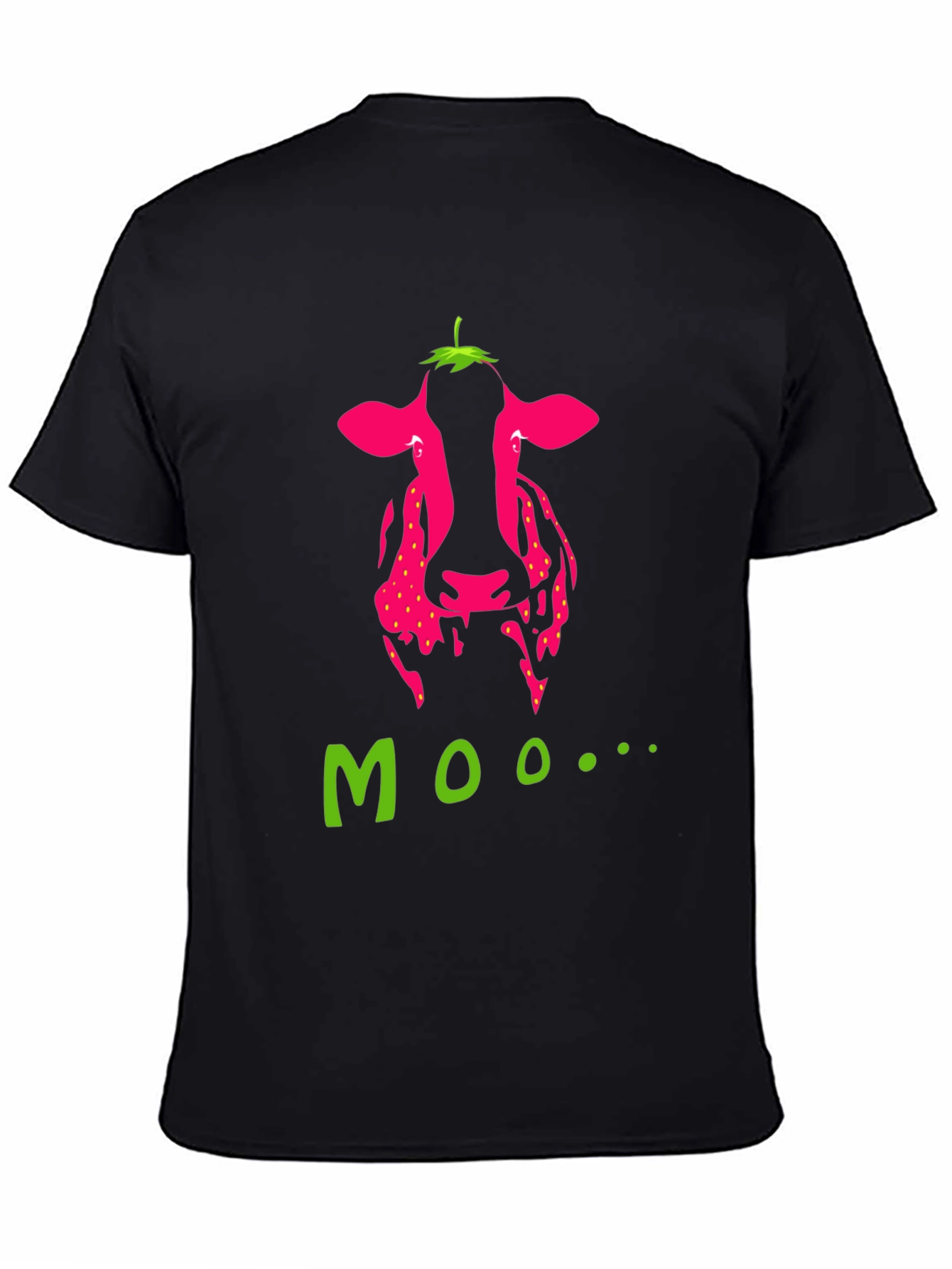 Black Strawberry Cow Moo Graphic T-Shirt - Novelty Tee view 4