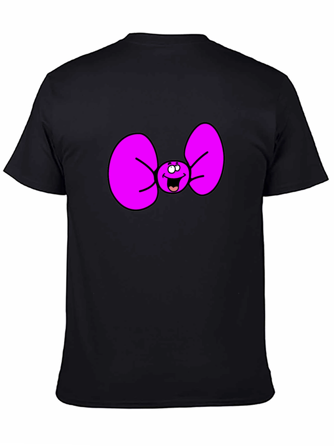 Black Funny Cartoon Bow Tie Graphic Tee view 4