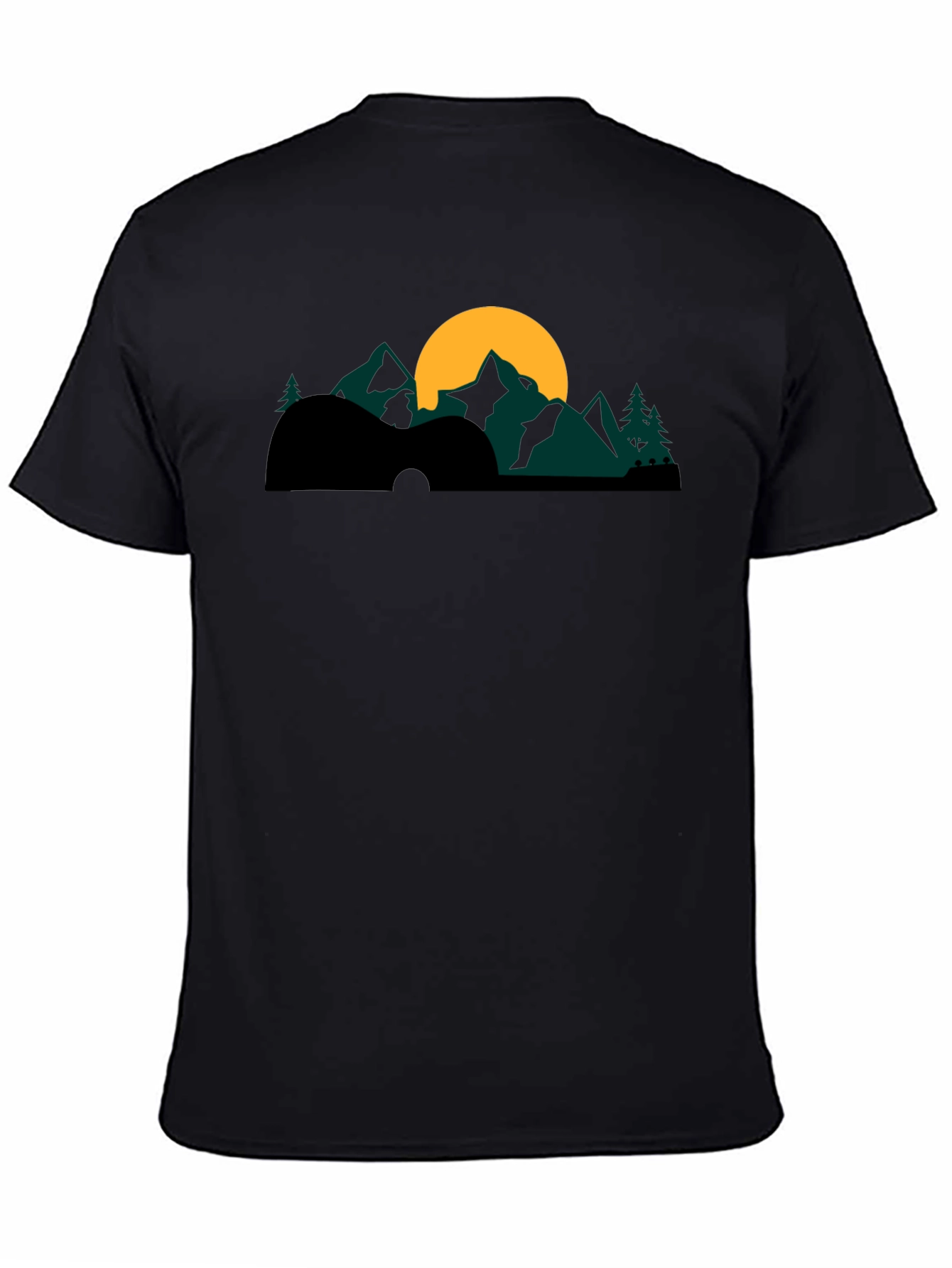 Black Guitar Mountainscape Graphic Tee view 4
