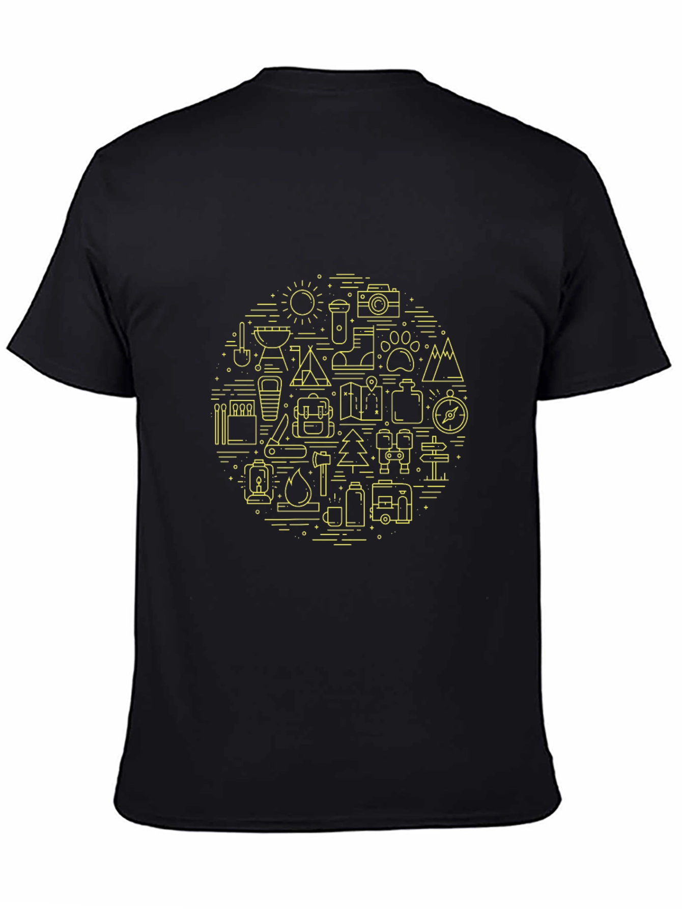 Black Camping Adventure Graphic T-Shirt - Black Crew Neck Tee view 4
