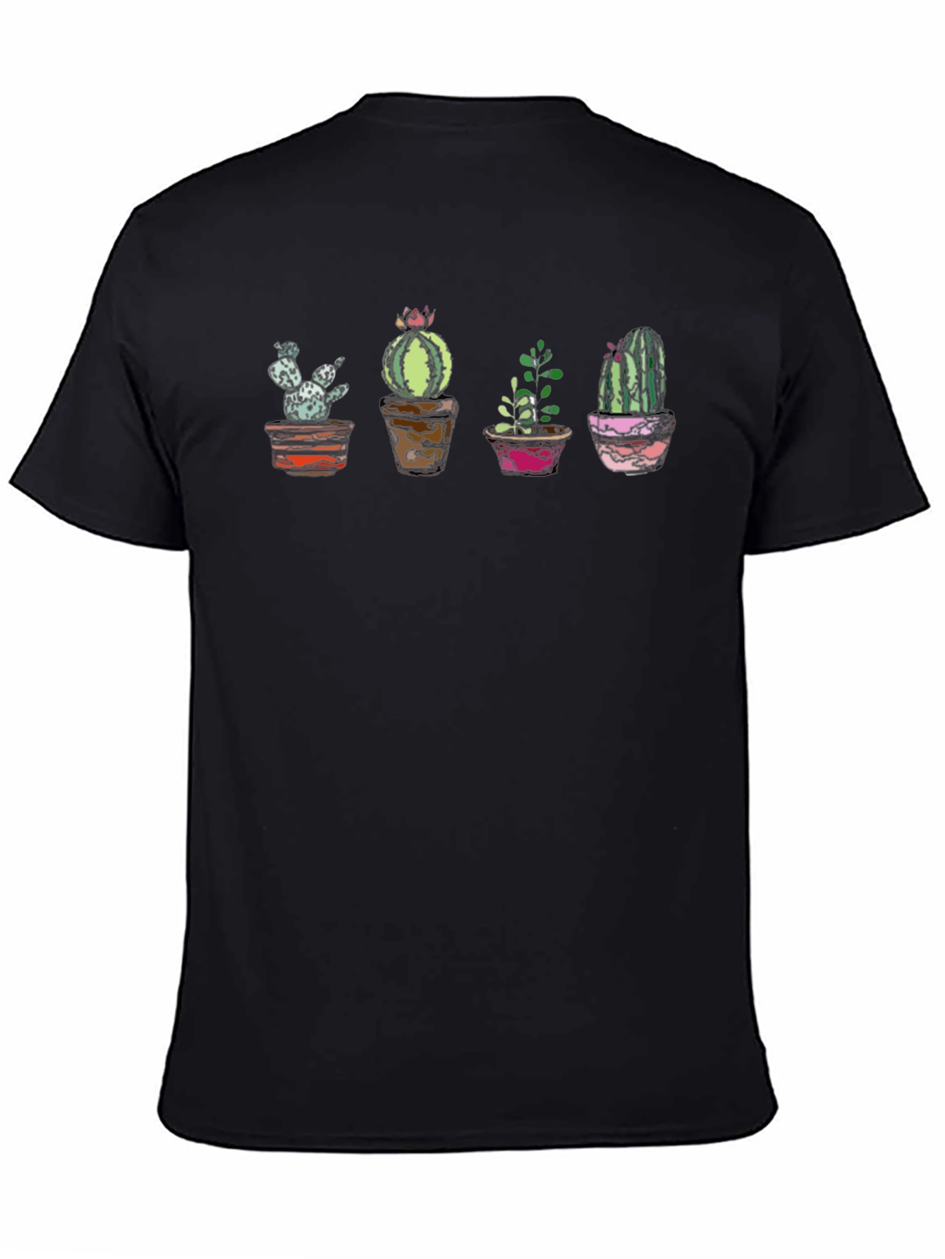 Black Cactus Potted Plant T-Shirt - Cool Graphic Tee view 4