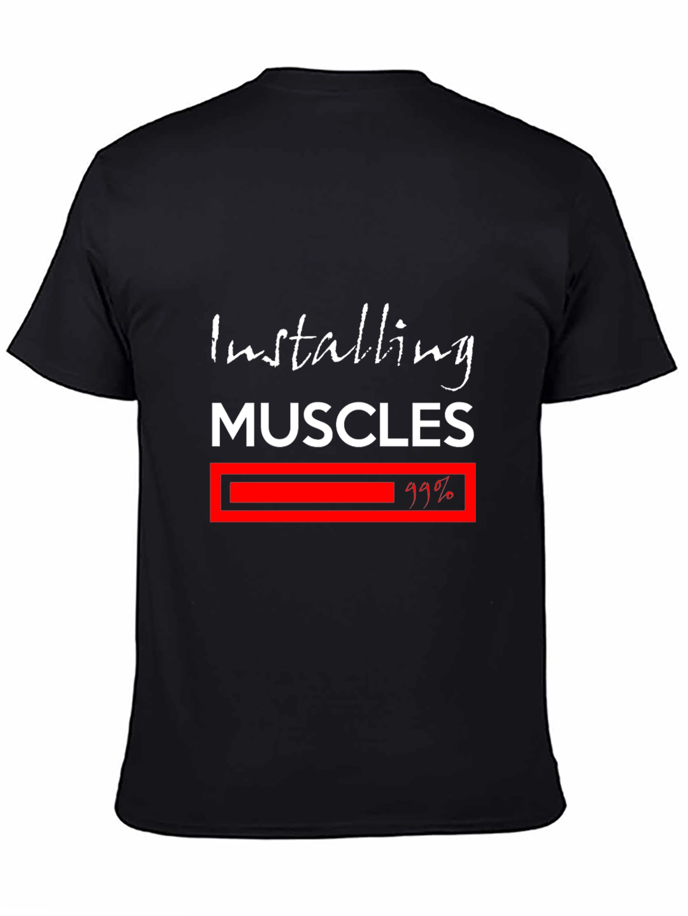 Black Installing Muscles T-Shirt - Fitness Motivation Tee view 4
