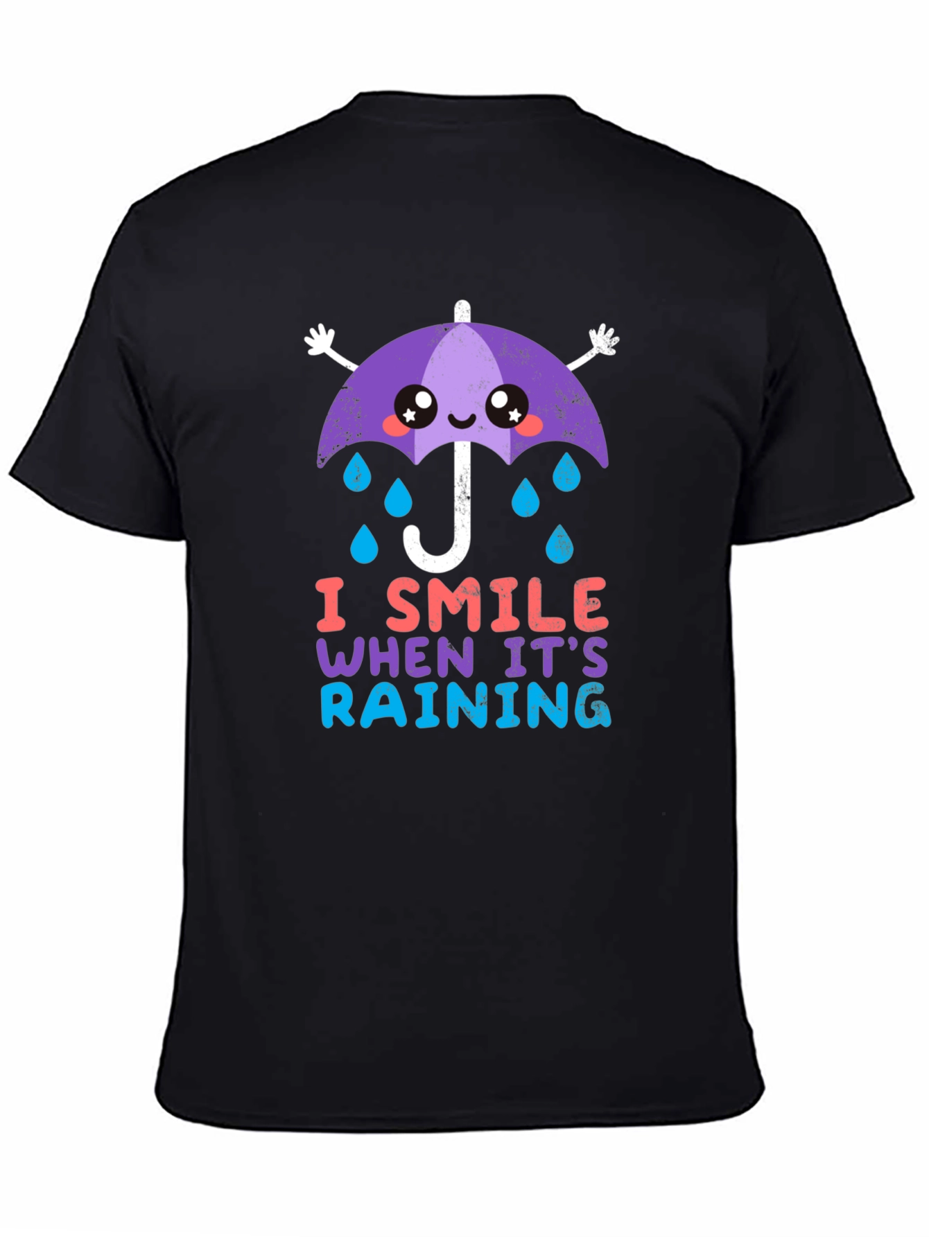 Black I Smile When It's Raining T-Shirt view 4