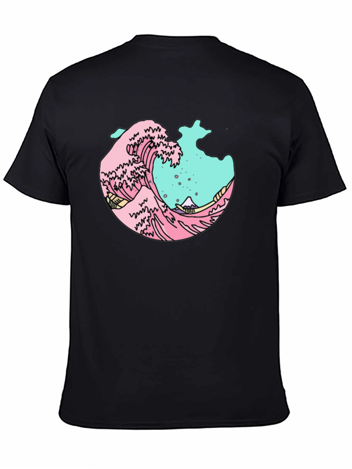 Black Retro Wave Graphic Tee - Black Cotton Blend view 4