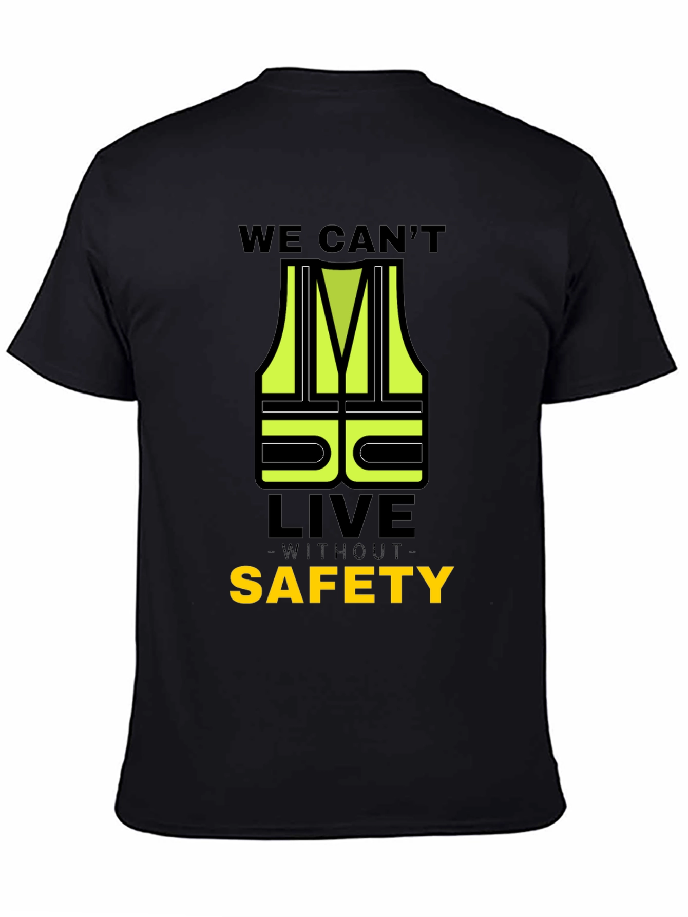 Black Safety First T-Shirt - High Visibility Graphic Tee view 4
