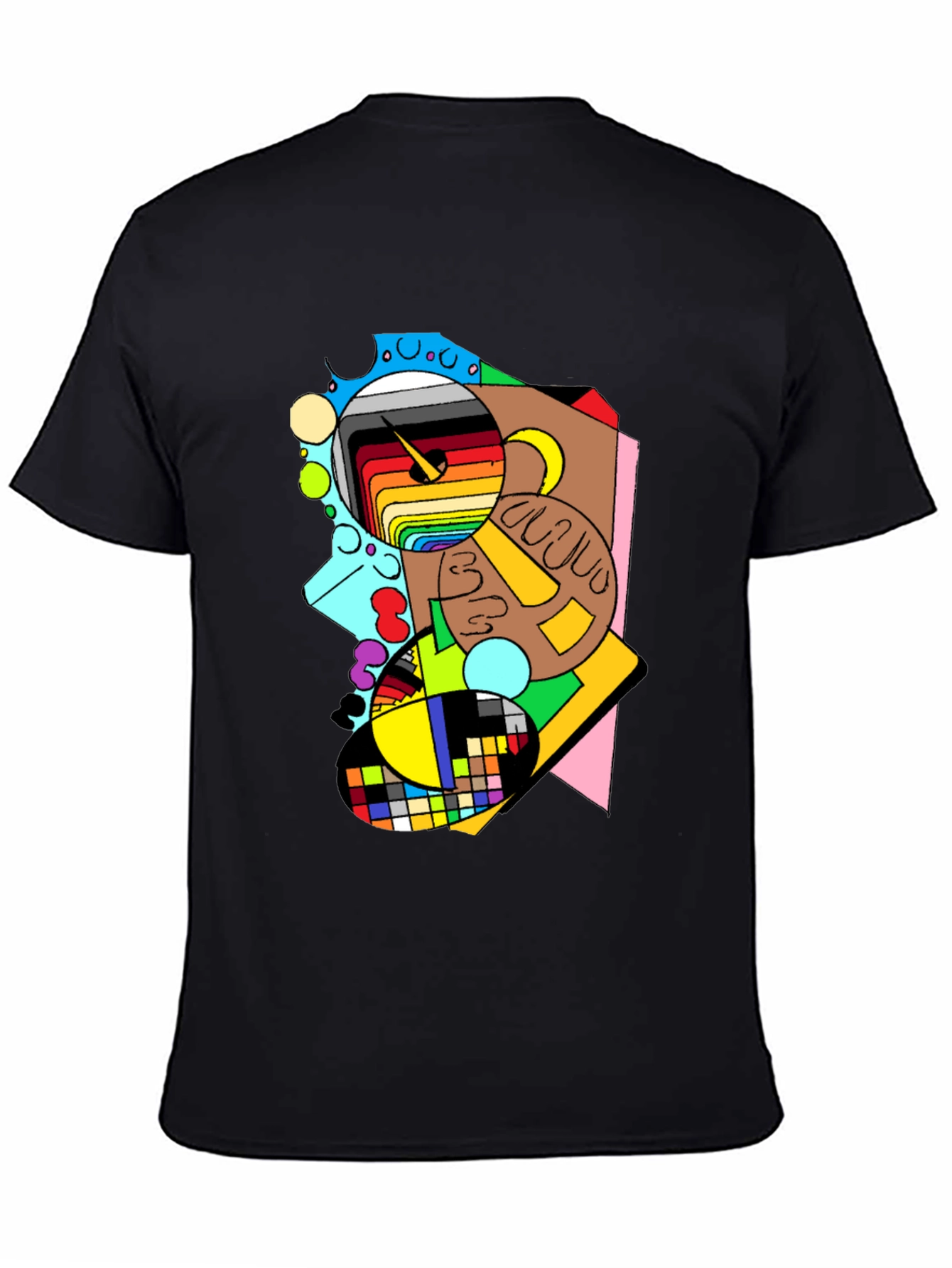 Black Abstract Graphic Print Black T-Shirt view 4