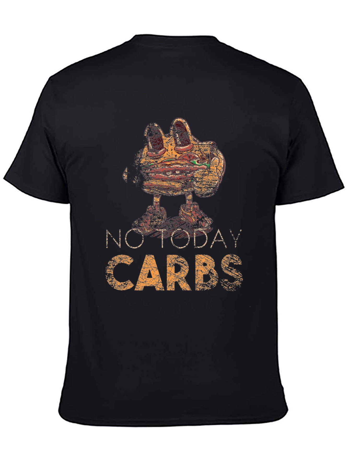 Black No Today Carbs Graphic Tee Funny Diet T-Shirt view 4
