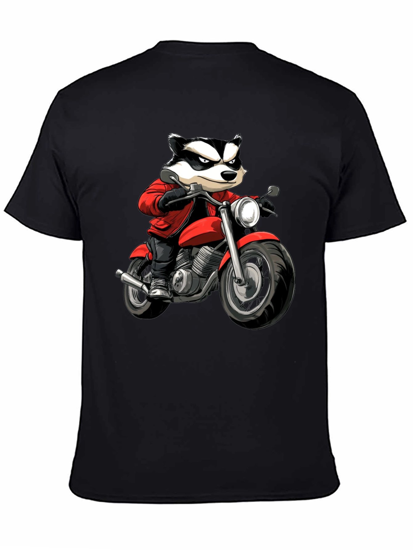 Black Badger Biker Graphic T-Shirt - Cool Cartoon Ride view 4