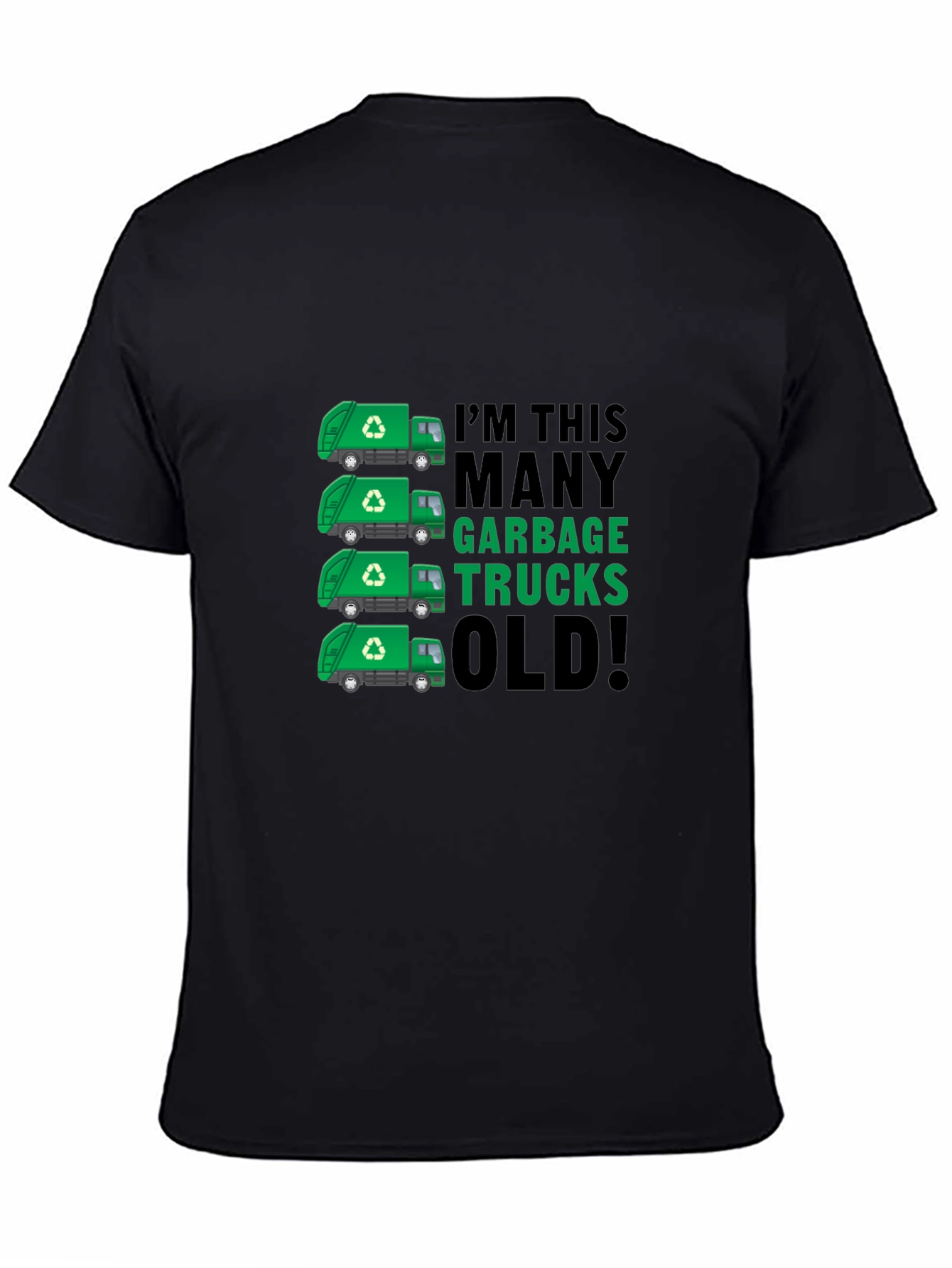 Black Funny Garbage Truck Birthday T-Shirt view 4