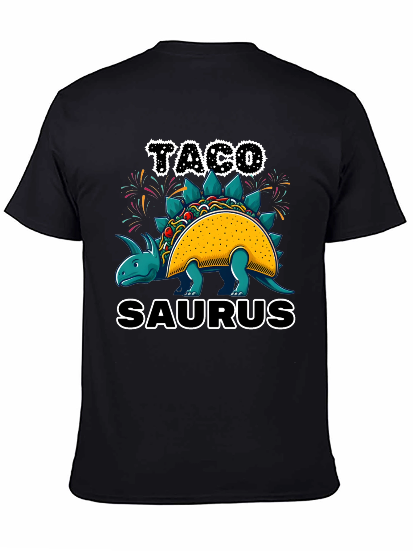 Black Taco-Saurus Black T-Shirt view 4