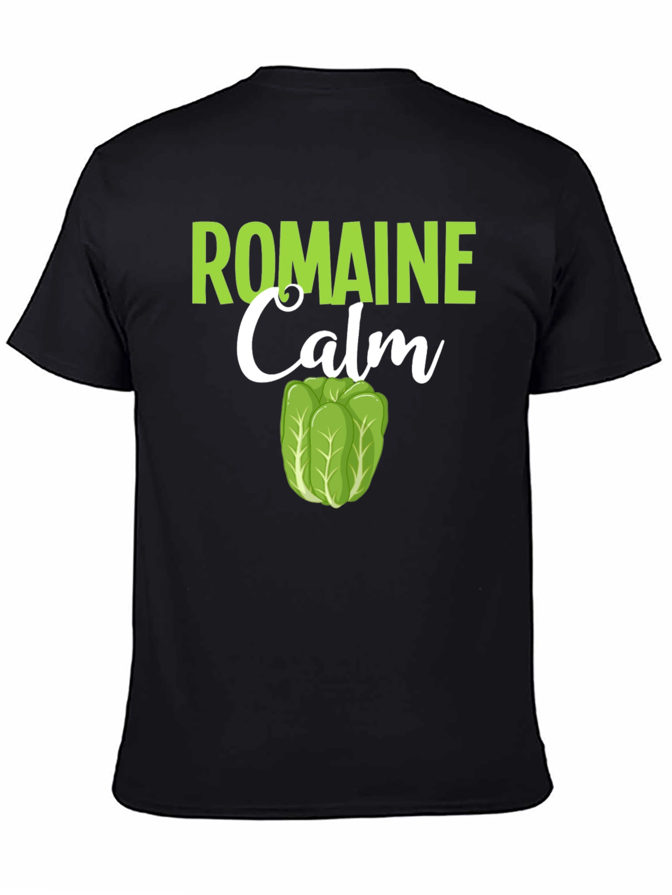 Black Romaine Calm Funny Lettuce Graphic T-Shirt view 4