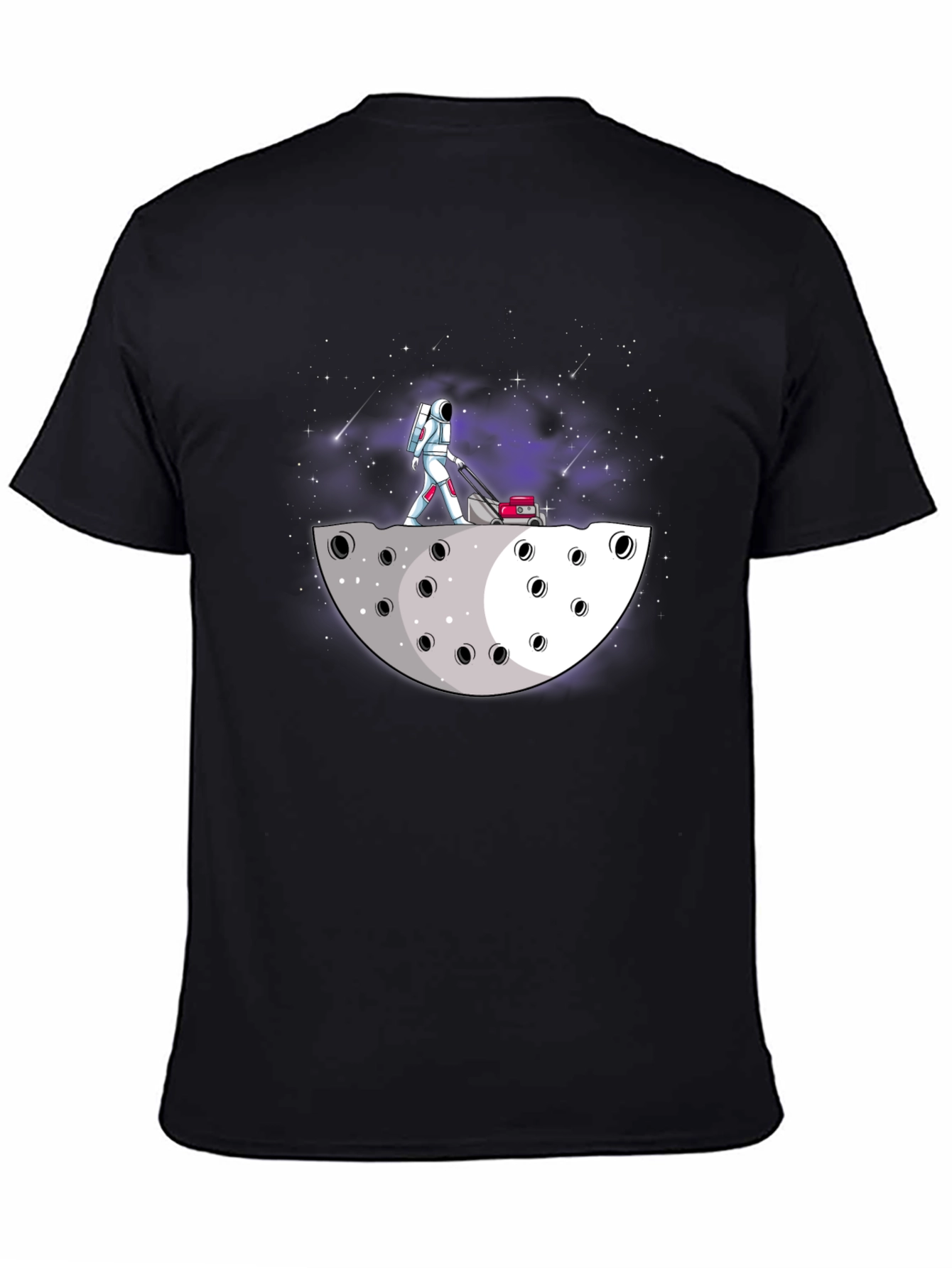 Black Astronaut Moon Lawn Care T-Shirt view 4