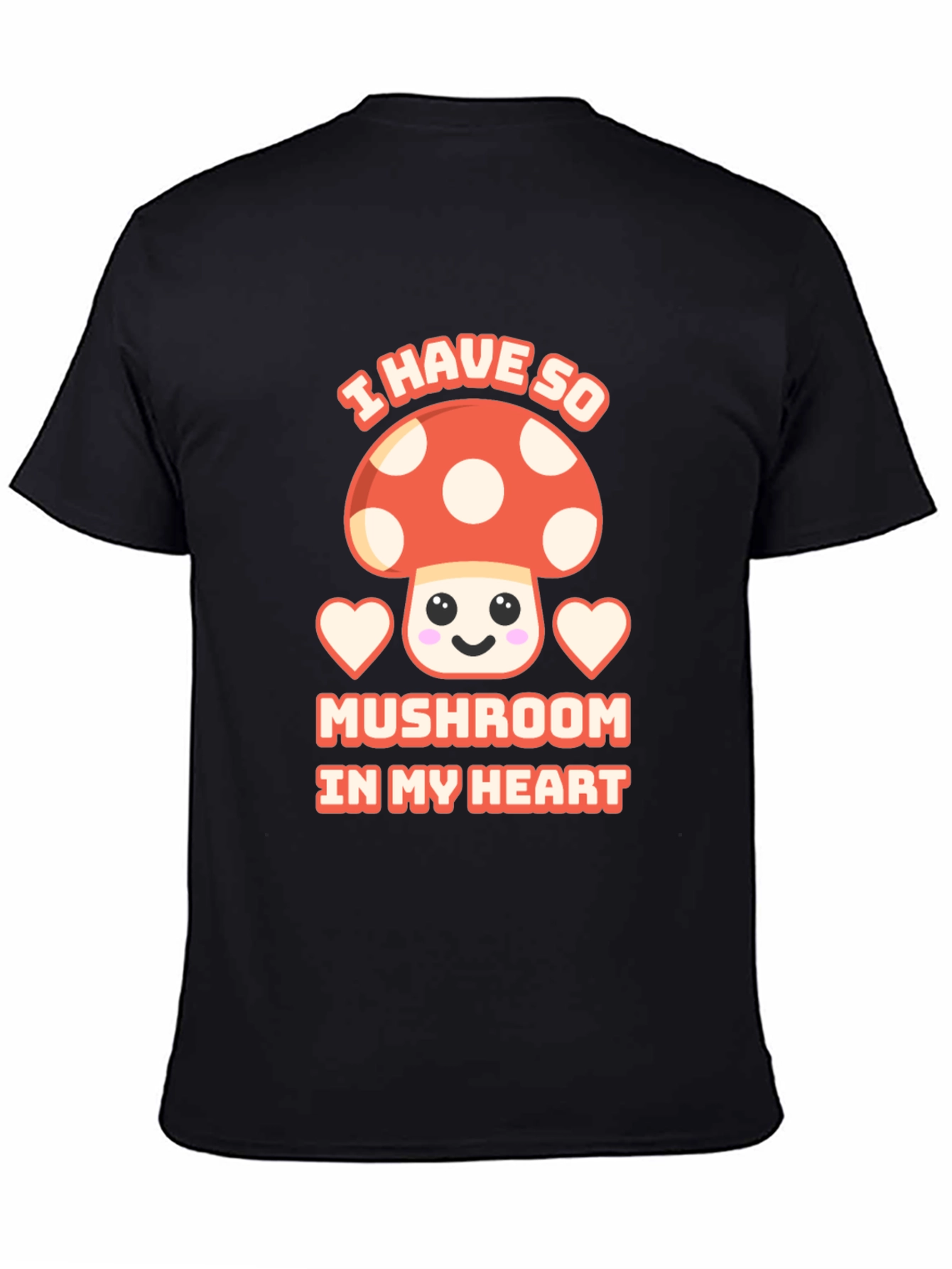 Black Mushroom Heart T-Shirt Cute Kawaii Tee view 4