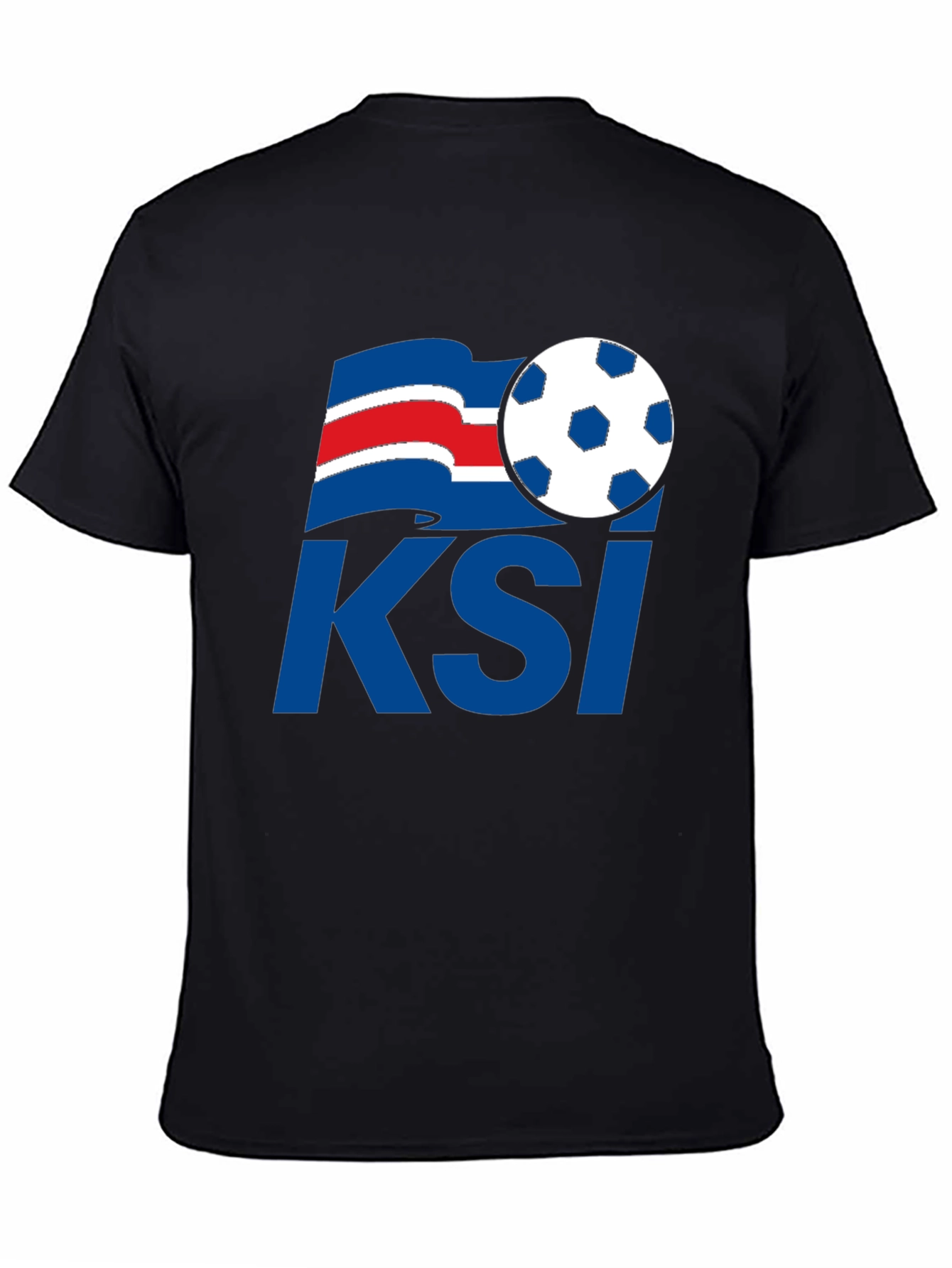 Black Iceland Soccer KSI T-Shirt - Black, Graphic Print view 4