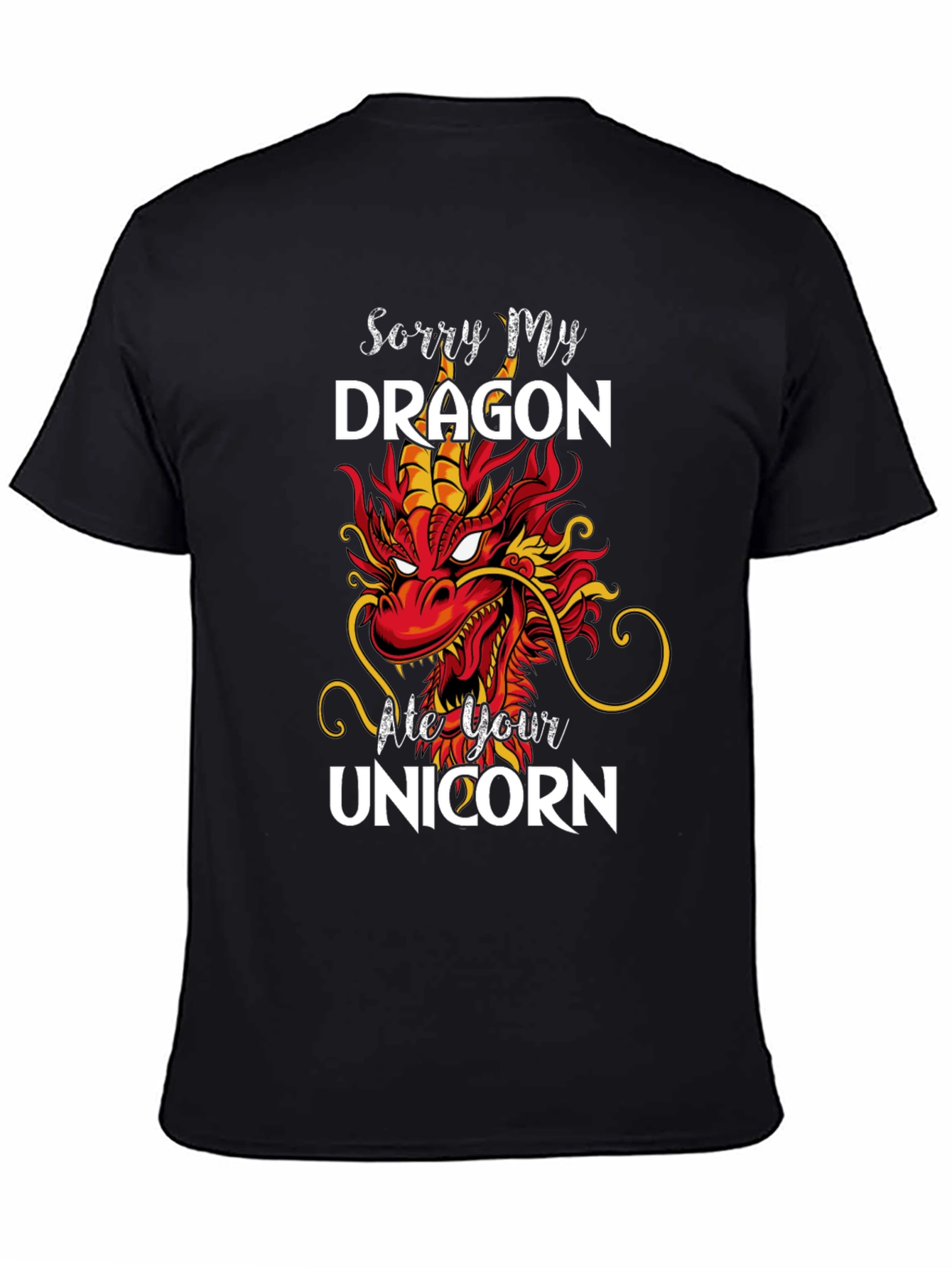Black Sorry My Dragon Ate Your Unicorn T-Shirt view 4