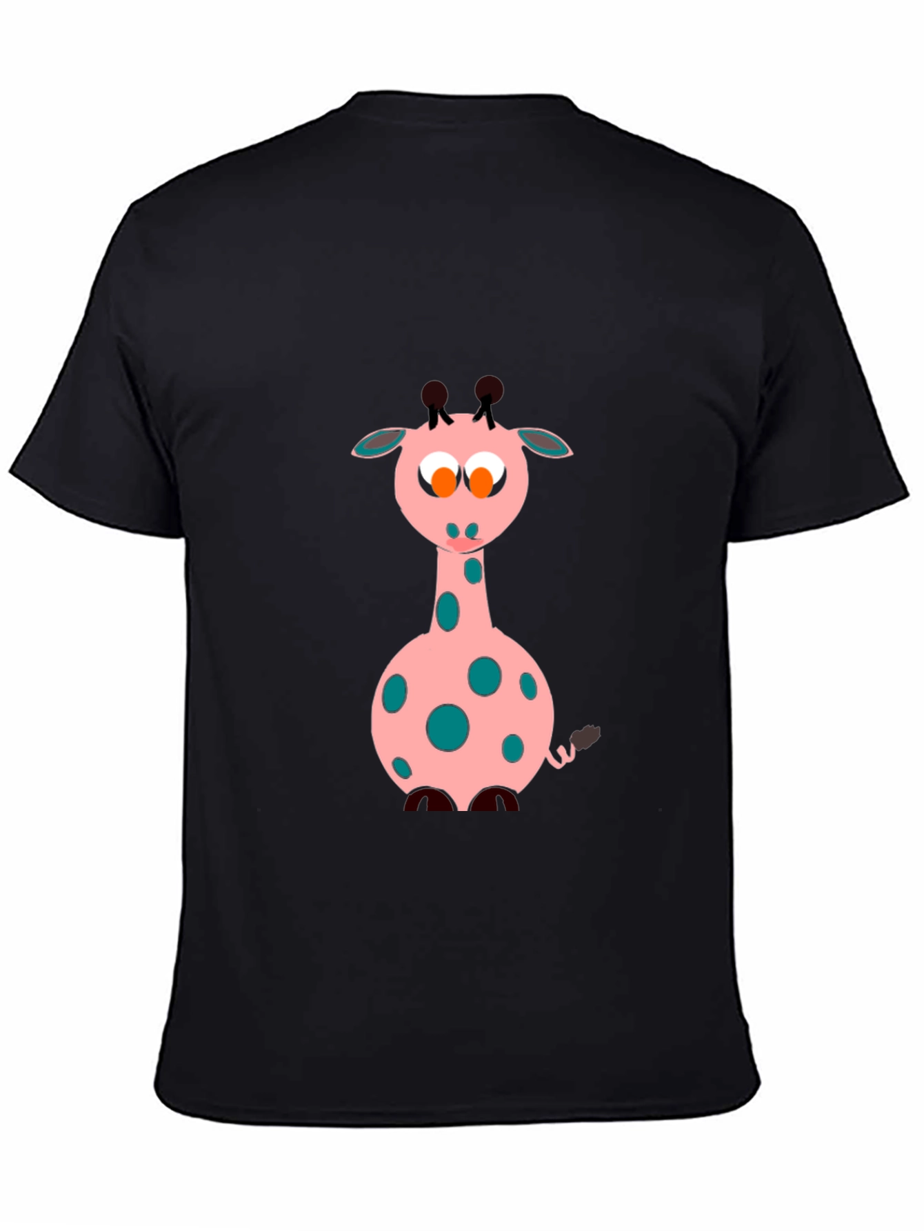 Black Cartoon Giraffe Black T-Shirt view 4
