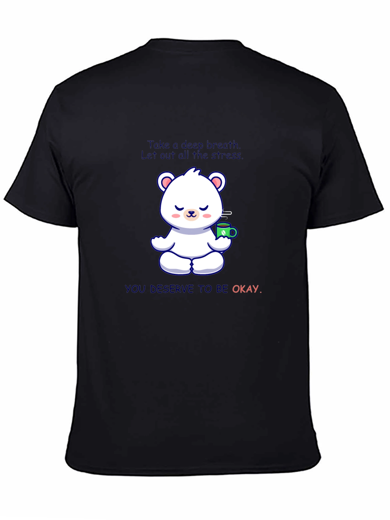 Black Relaxing Bear T-Shirt: Take a Deep Breath view 4