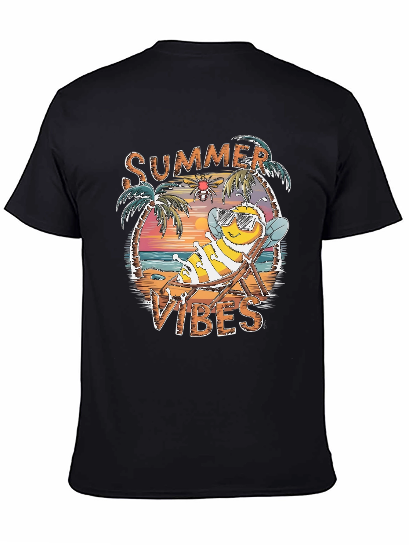 Black Summer Vibes Bee Graphic Tee view 4