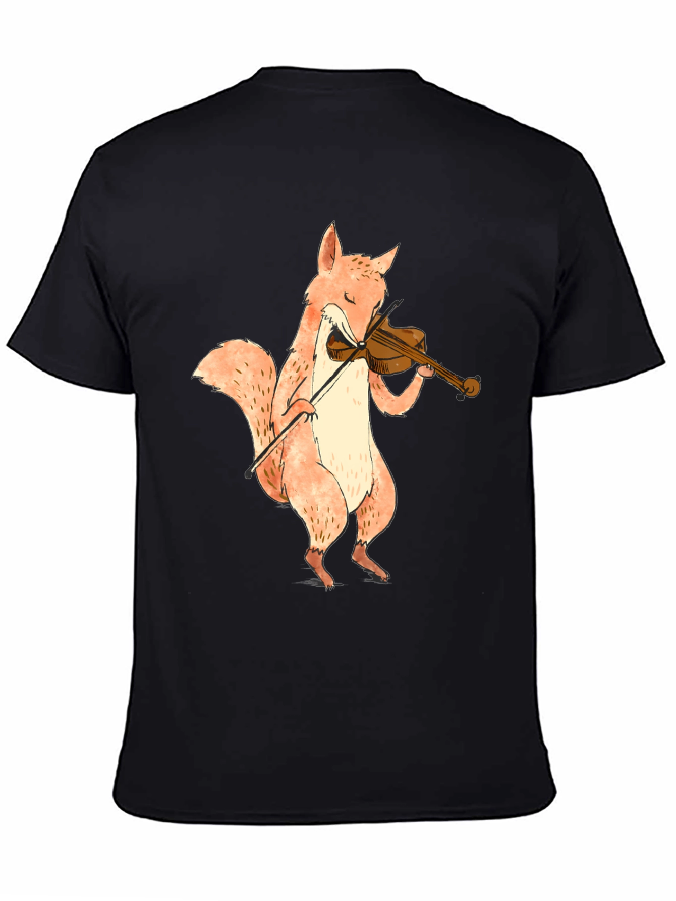 Black Fox Playing Violin Graphic T-Shirt - Unisex view 4