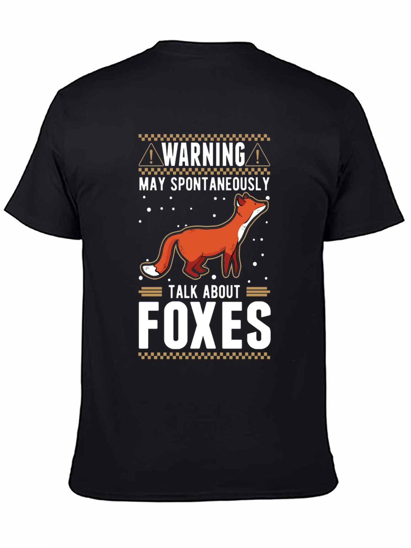 Black Warning May Spontaneously Talk About Foxes T-Shirt view 4