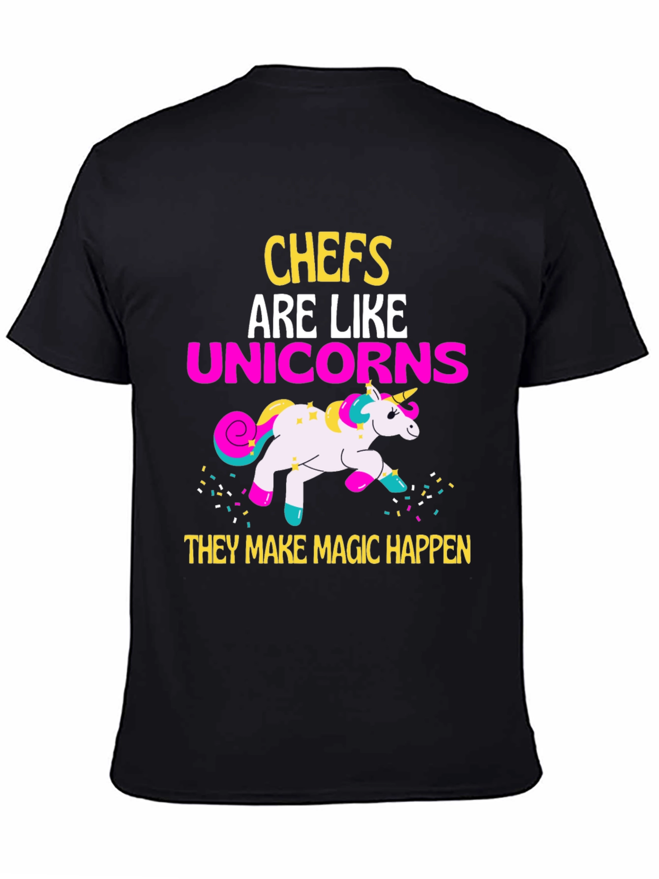 Black Chef Unicorn Graphic T-Shirt view 4