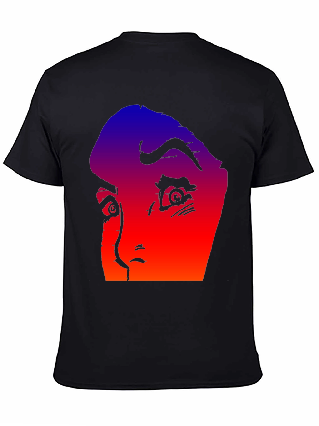 Black Gradient Horror Face Graphic Tee view 4