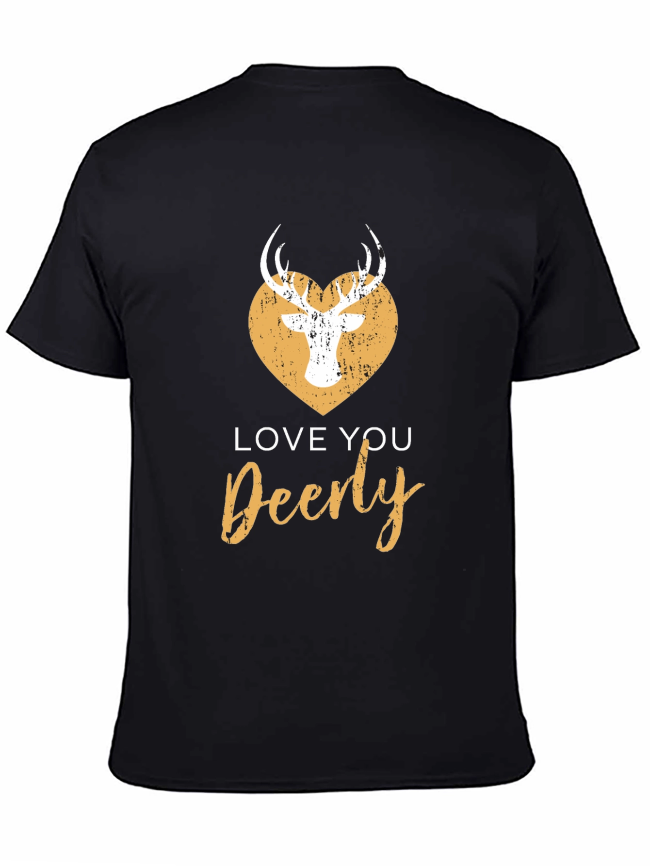 Black Love You Deerly Graphic Tee - Black Cotton T-Shirt view 4