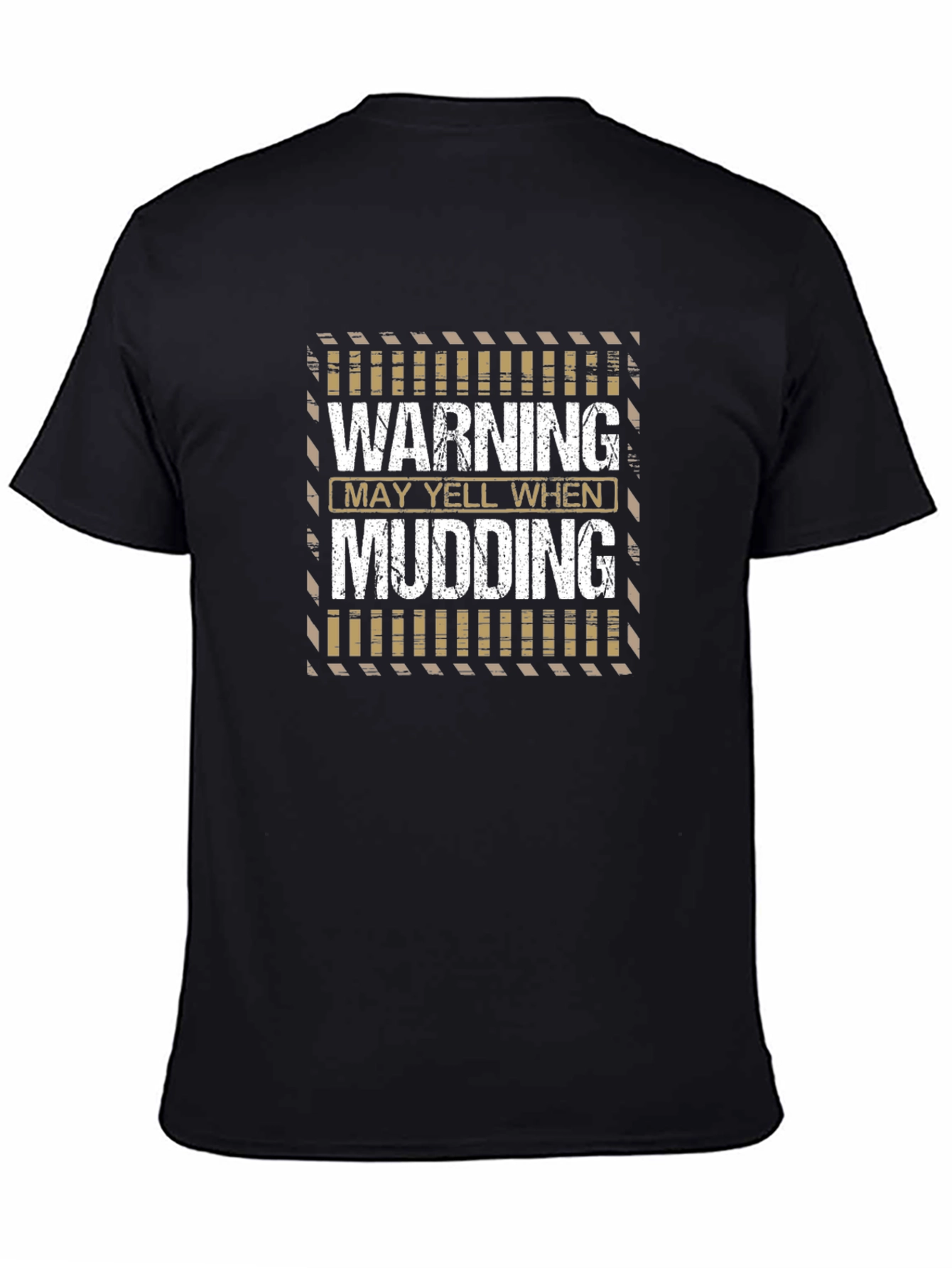 Black Warning May Yell Mudding Graphic T-Shirt view 4