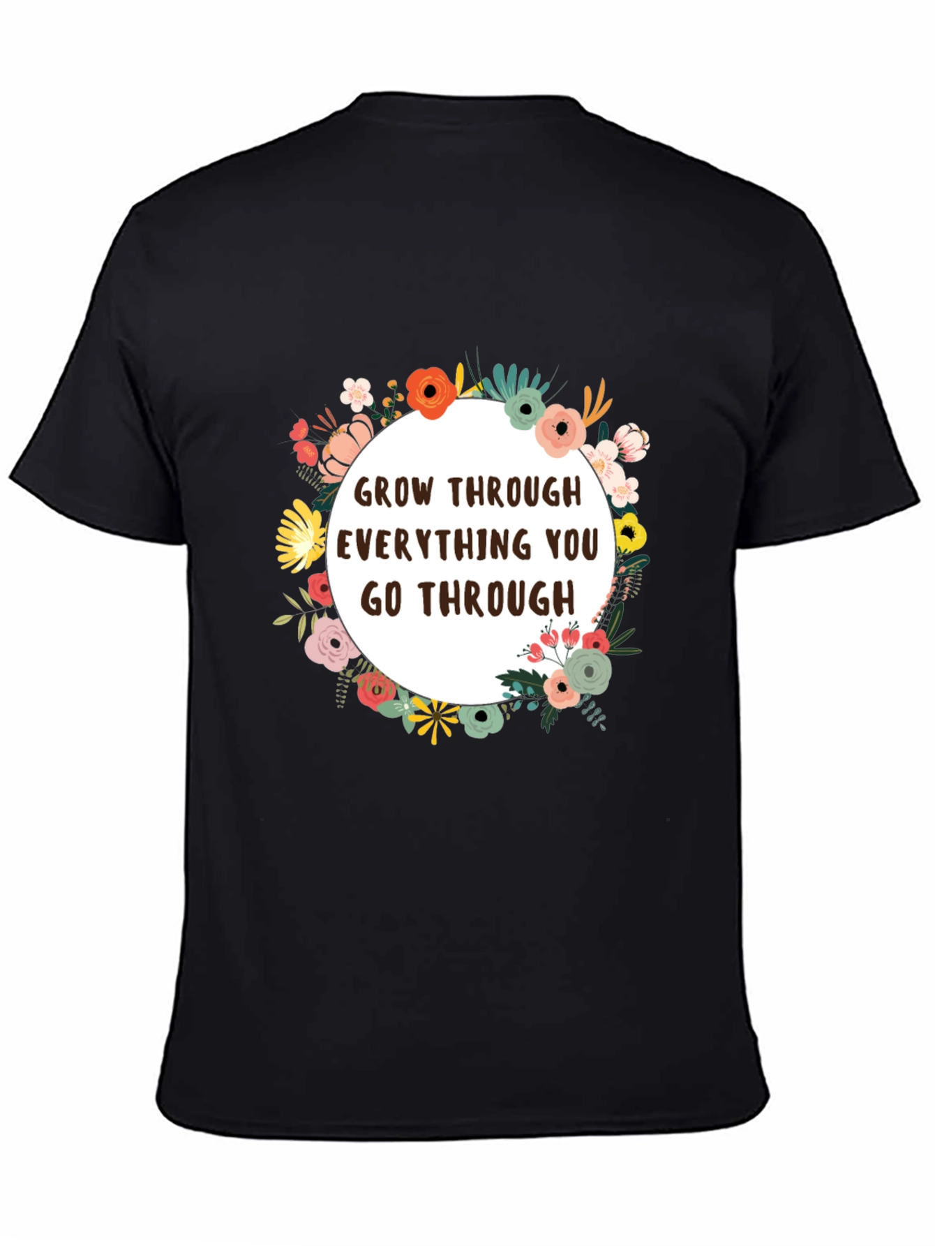 Black Floral Grow Through T-Shirt - Inspirational Tee view 4