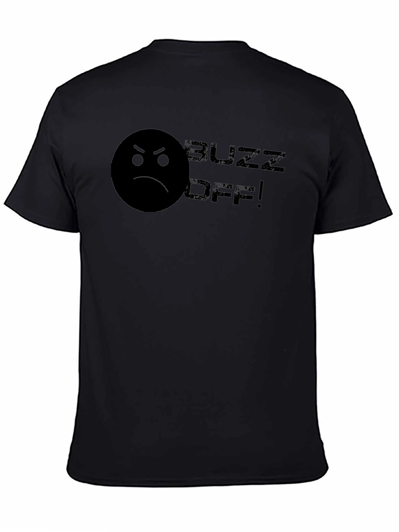 Black Buzz Off! Graphic Tee - Angry Emoji Black Cotton T-Shirt view 4