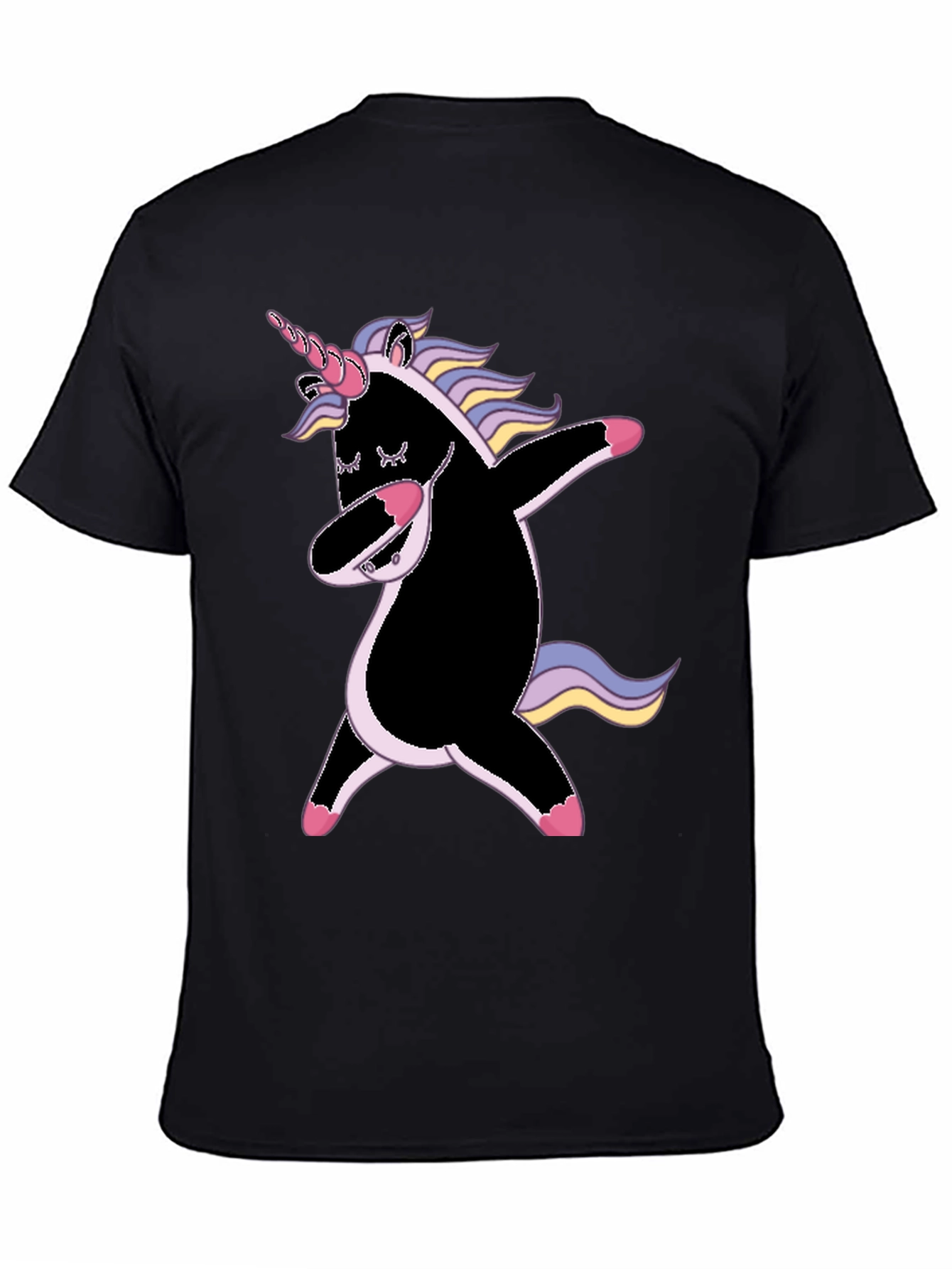 Black Dabbing Unicorn Graphic Tee - Black view 4