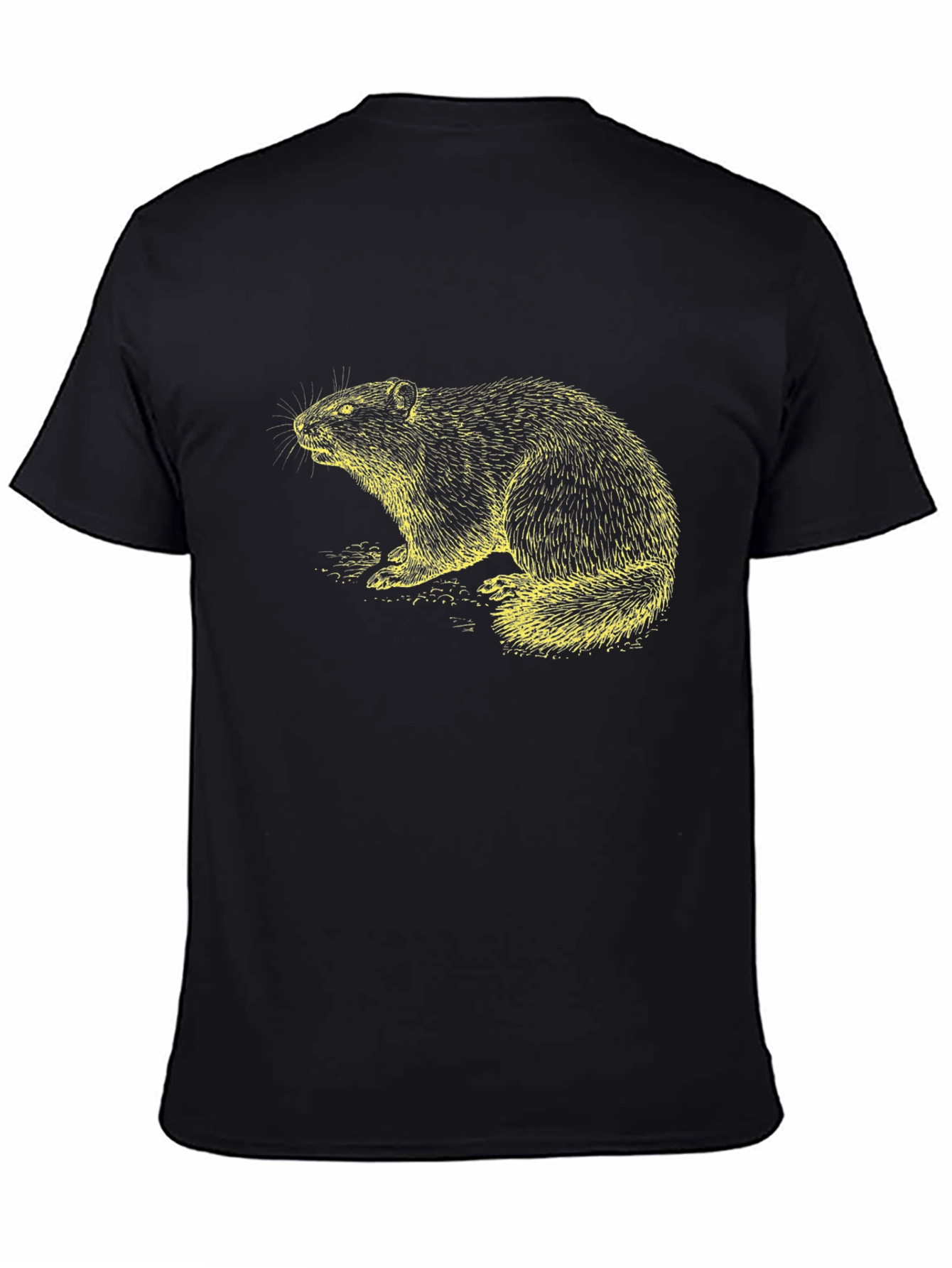 Black Beaver Graphic Tee - Classic Black Cotton T-Shirt view 4
