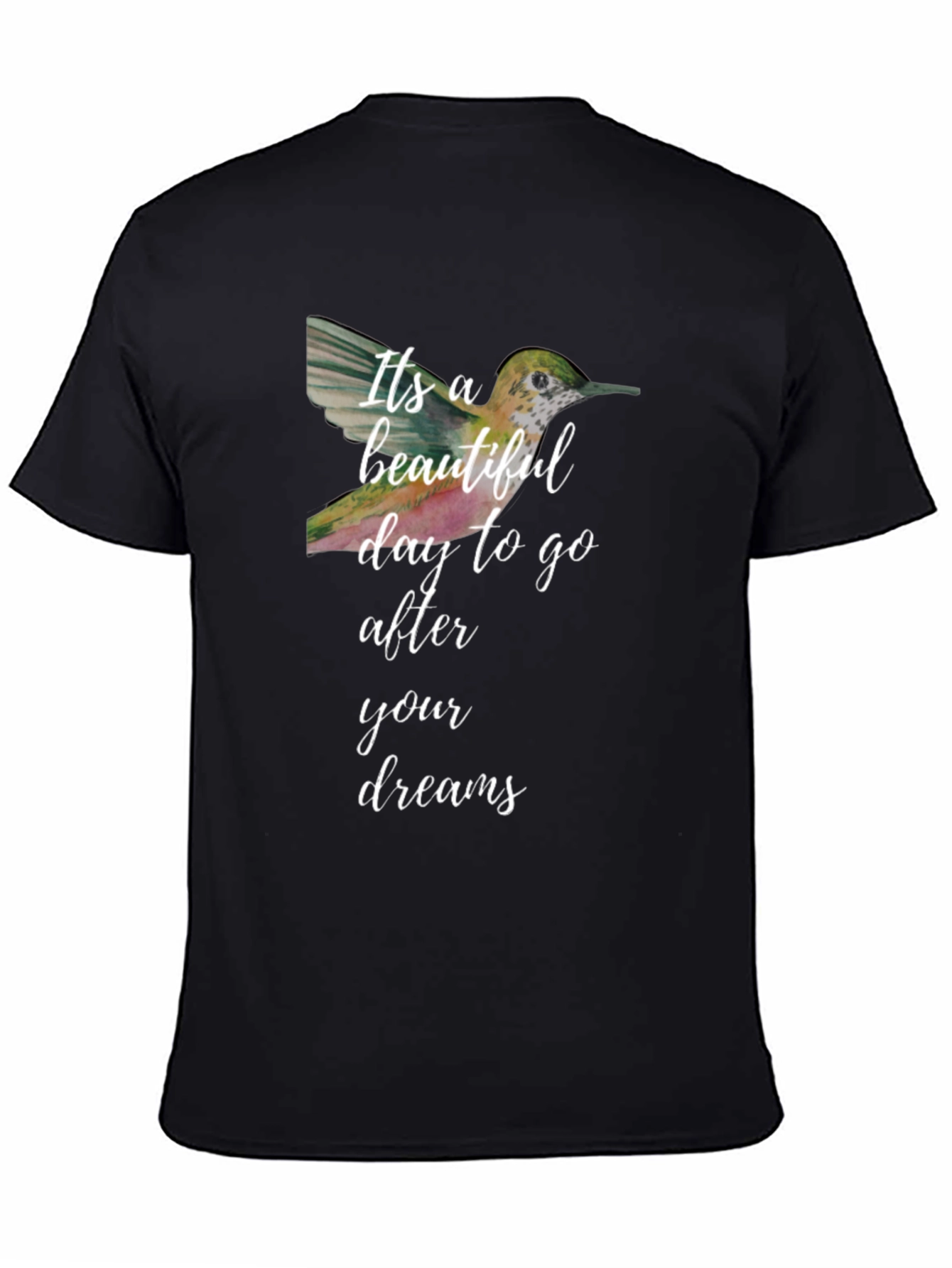 Black Beautiful Day Hummingbird T-Shirt view 4