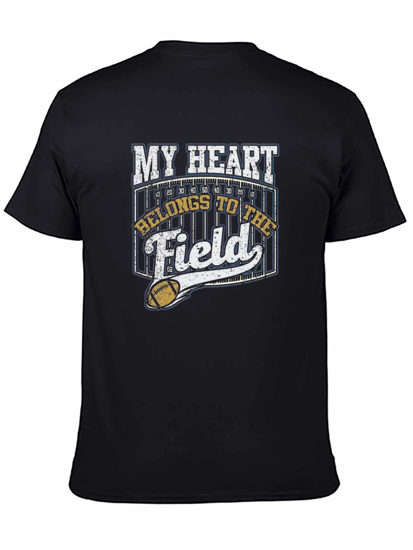 Black My Heart Belongs to the Field Football T-Shirt view 4