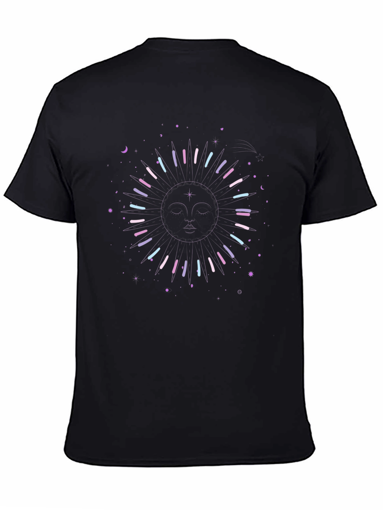 Black Celestial Sun Graphic Tee - Black Cotton Shirt view 4