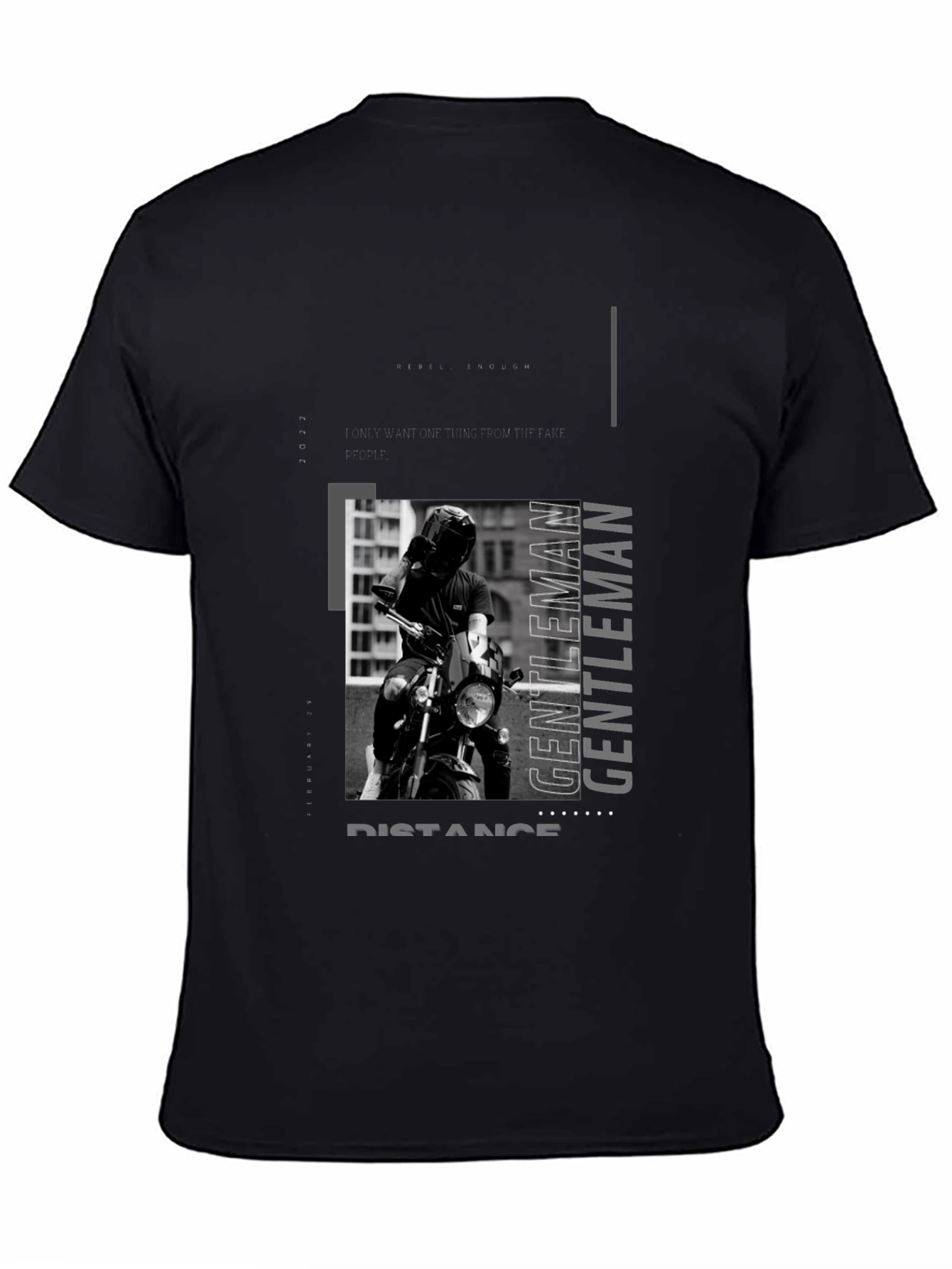Black Stylish Black Motorcycle Rider Graphic Tee view 4
