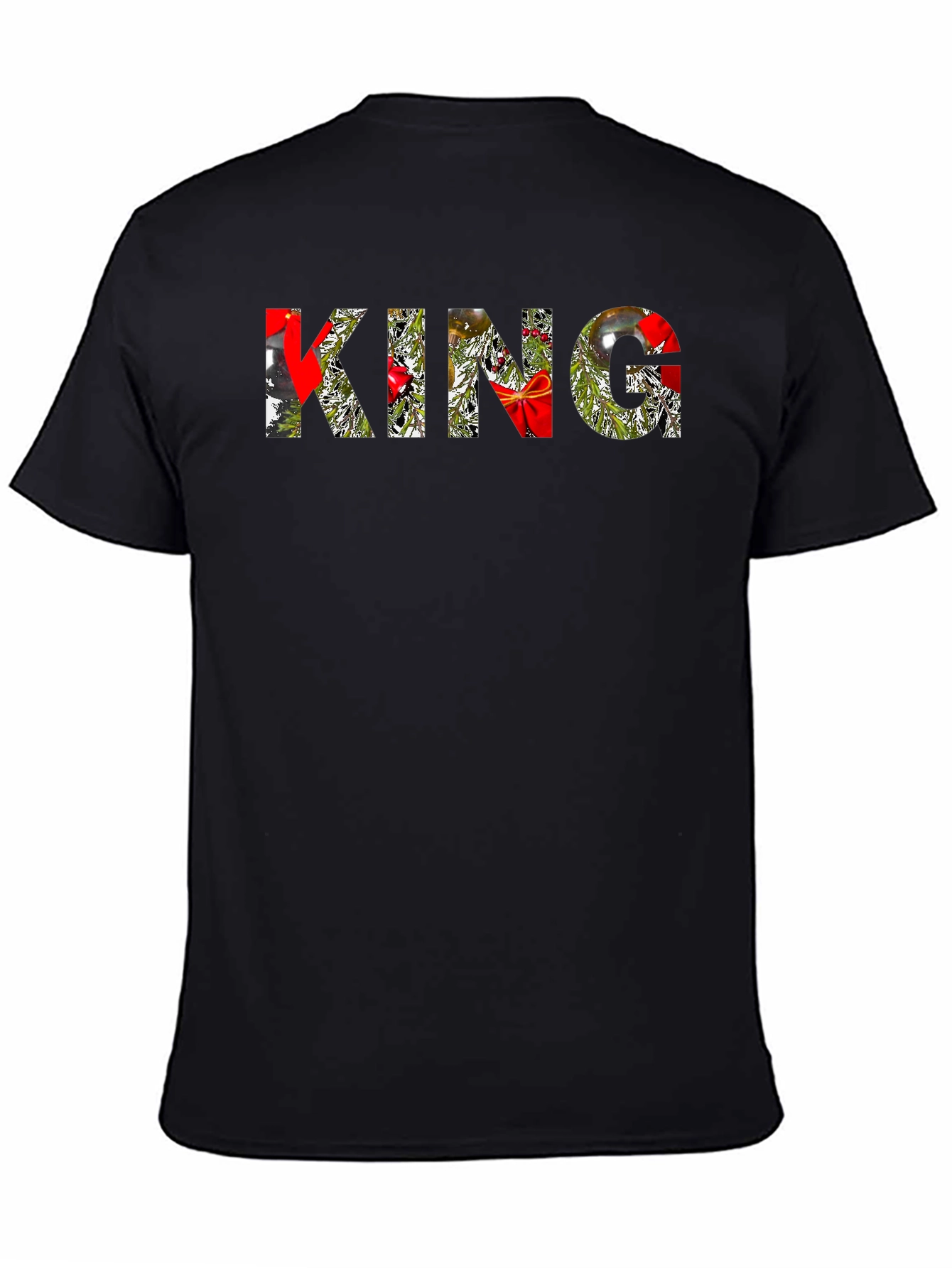 Black Christmas King T-Shirt - Holiday Festive Design view 4