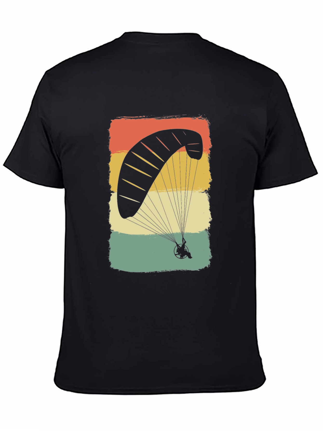 Black Vintage Paragliding T-Shirt | Retro Powered Parachute Tee view 4