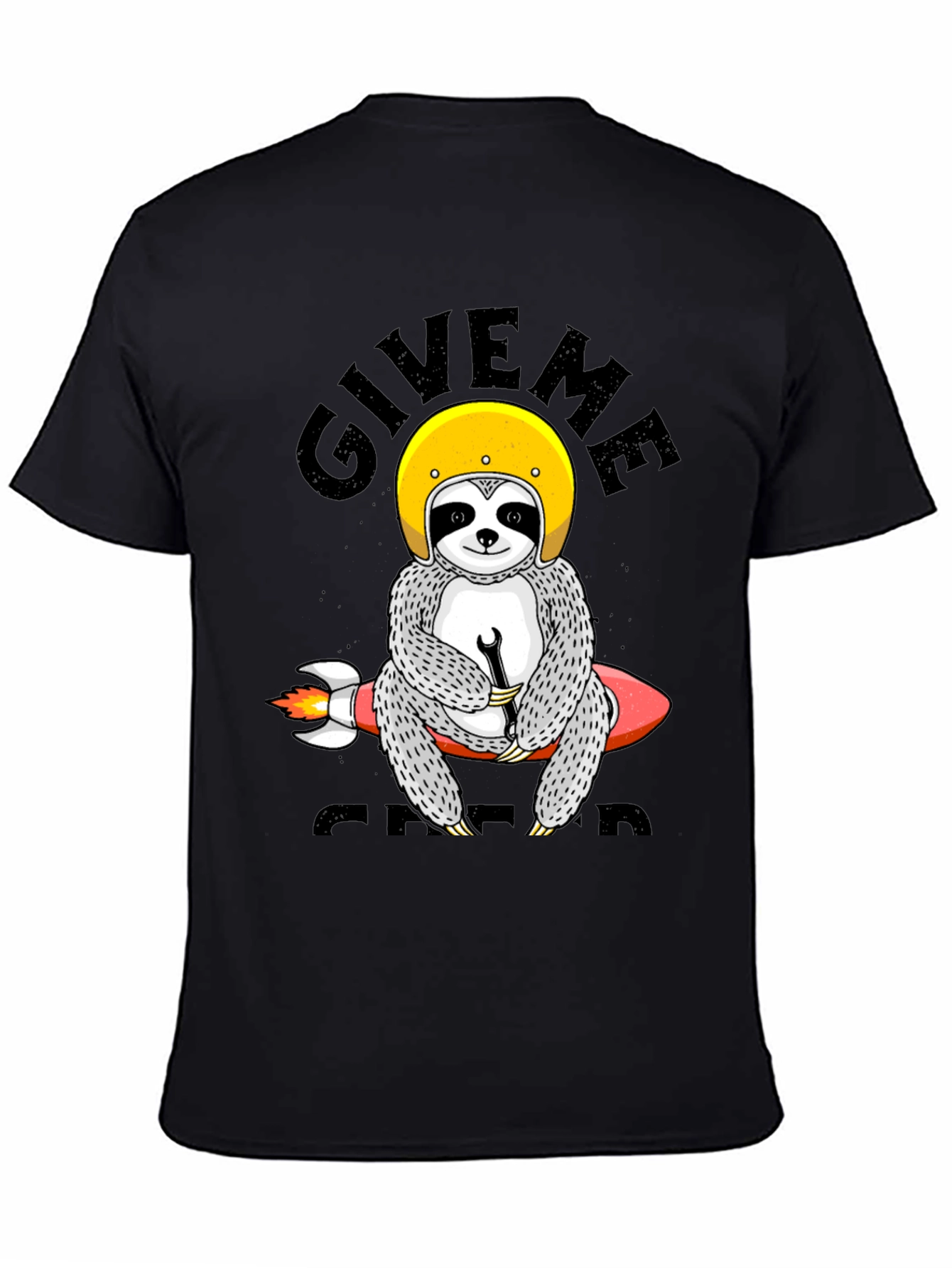 Black Sloth Rocket T-Shirt - Give Me Speed Funny Tee view 4
