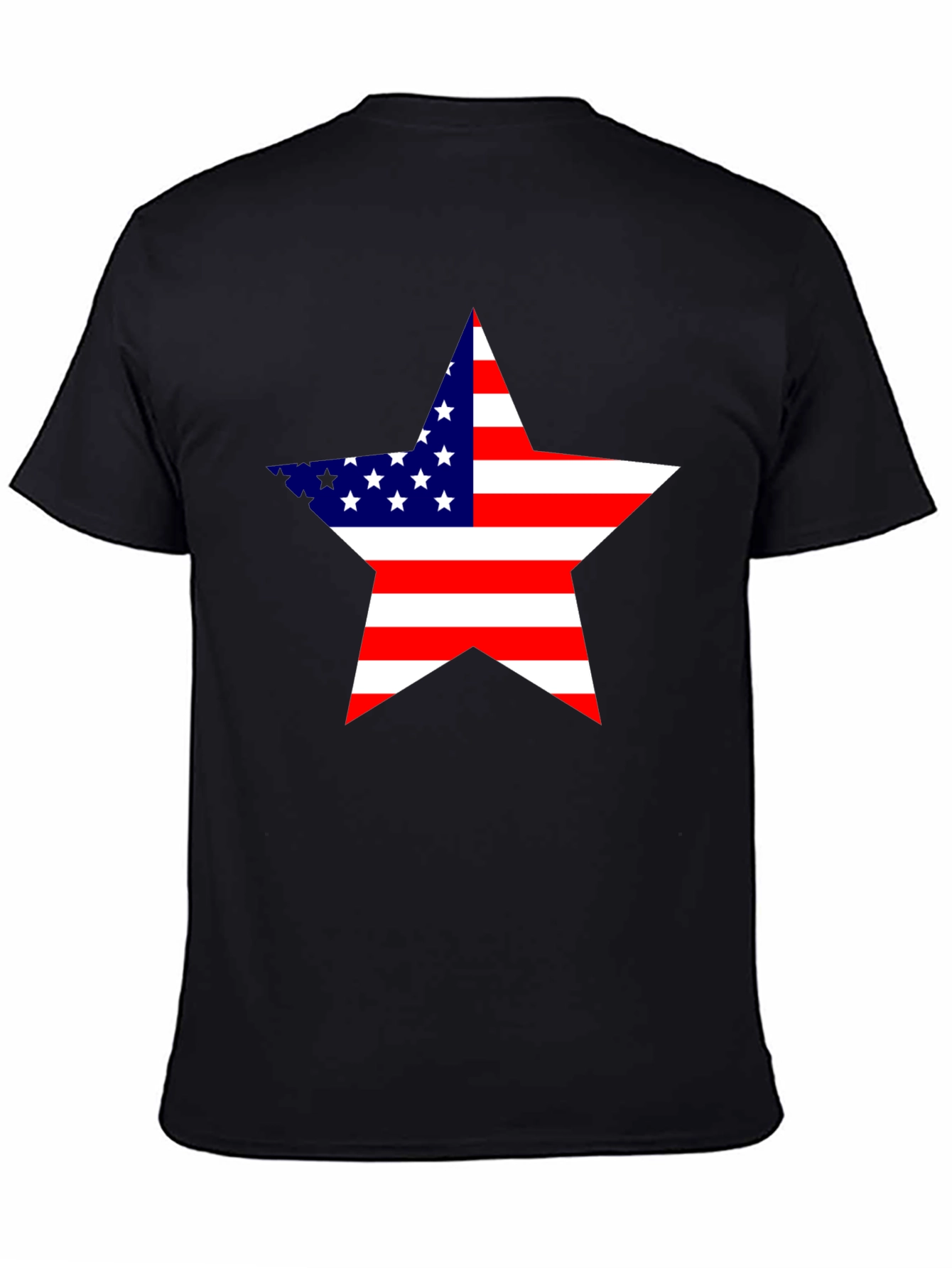 Black USA Flag Star Graphic Black T-Shirt view 4