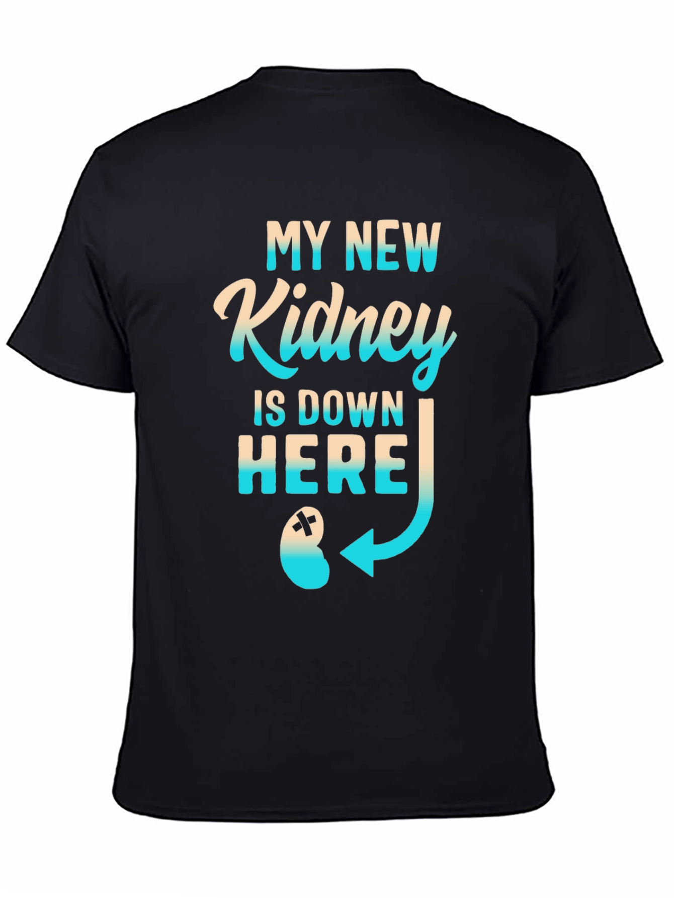 Black My New Kidney Funny Transplant T-Shirt view 4