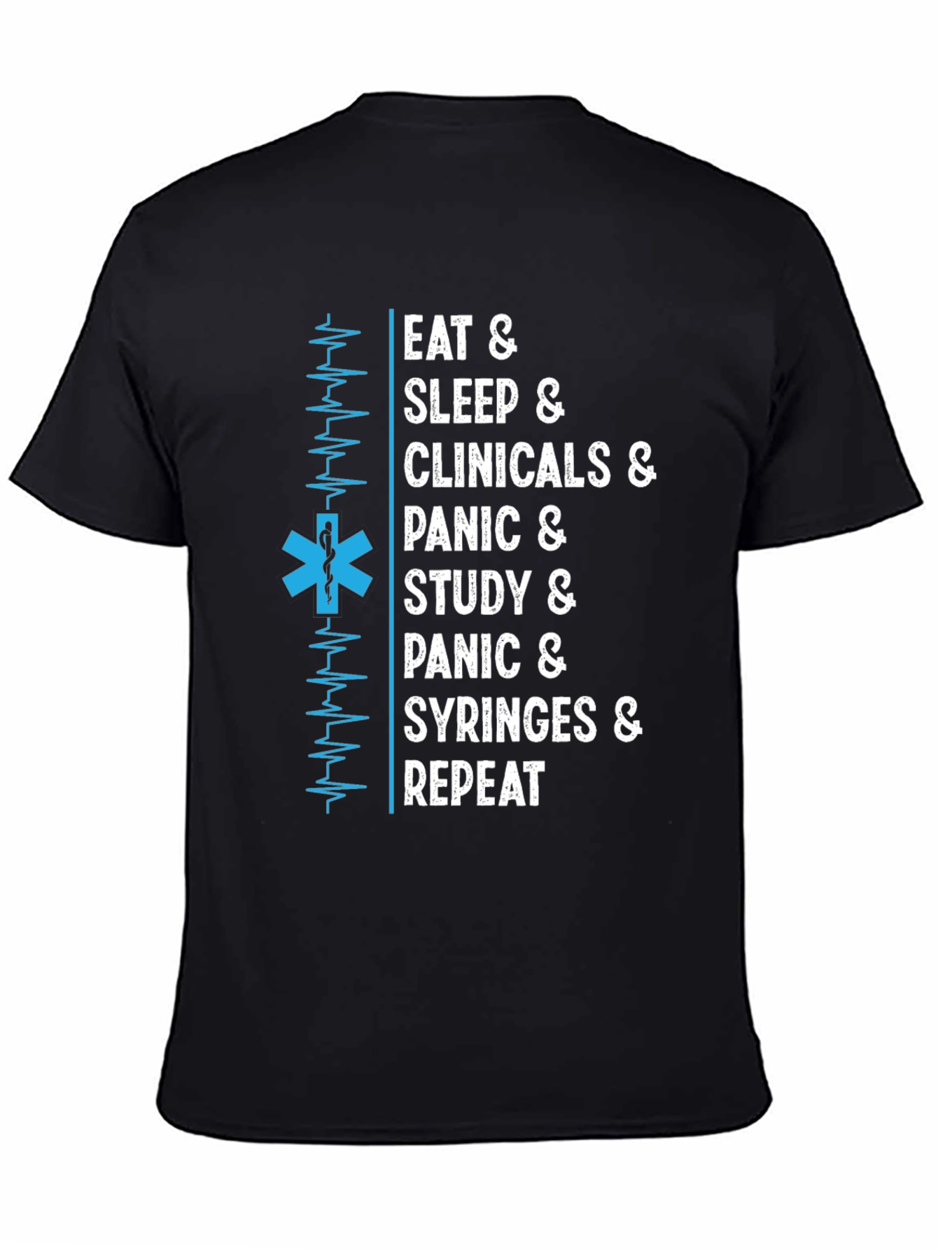 Black Eat Sleep Clinicals T-Shirt - Medical Student Tee view 4