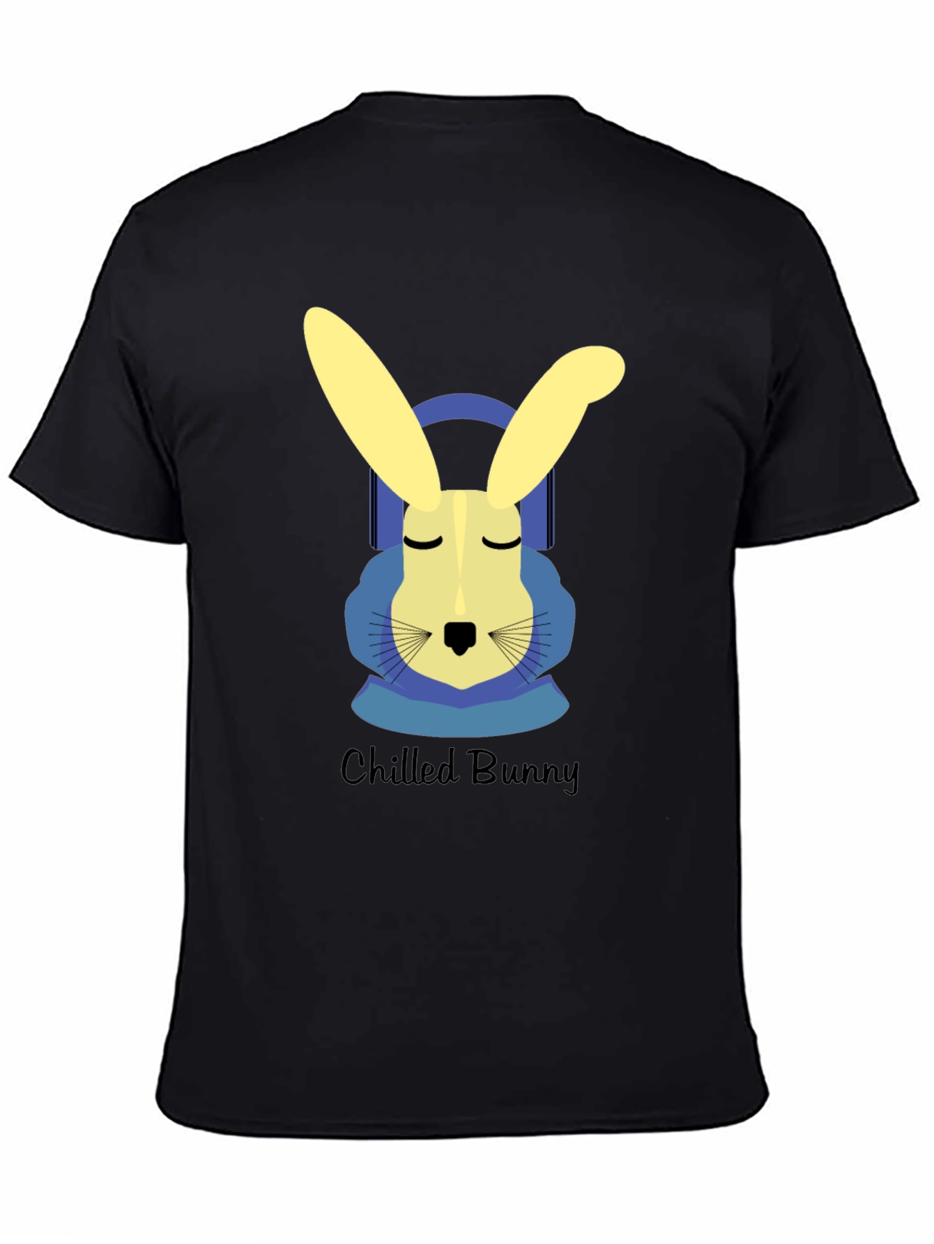 Black Chilled Bunny Graphic Tee - Black Cotton T-Shirt view 4