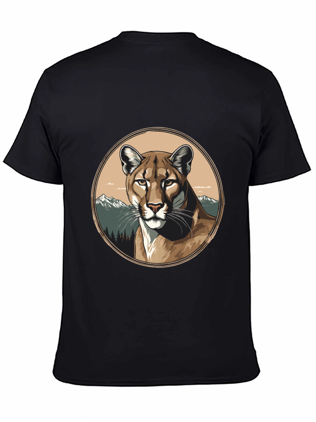 Black Mountain Lion Graphic Tee - Premium Black T-Shirt view 4