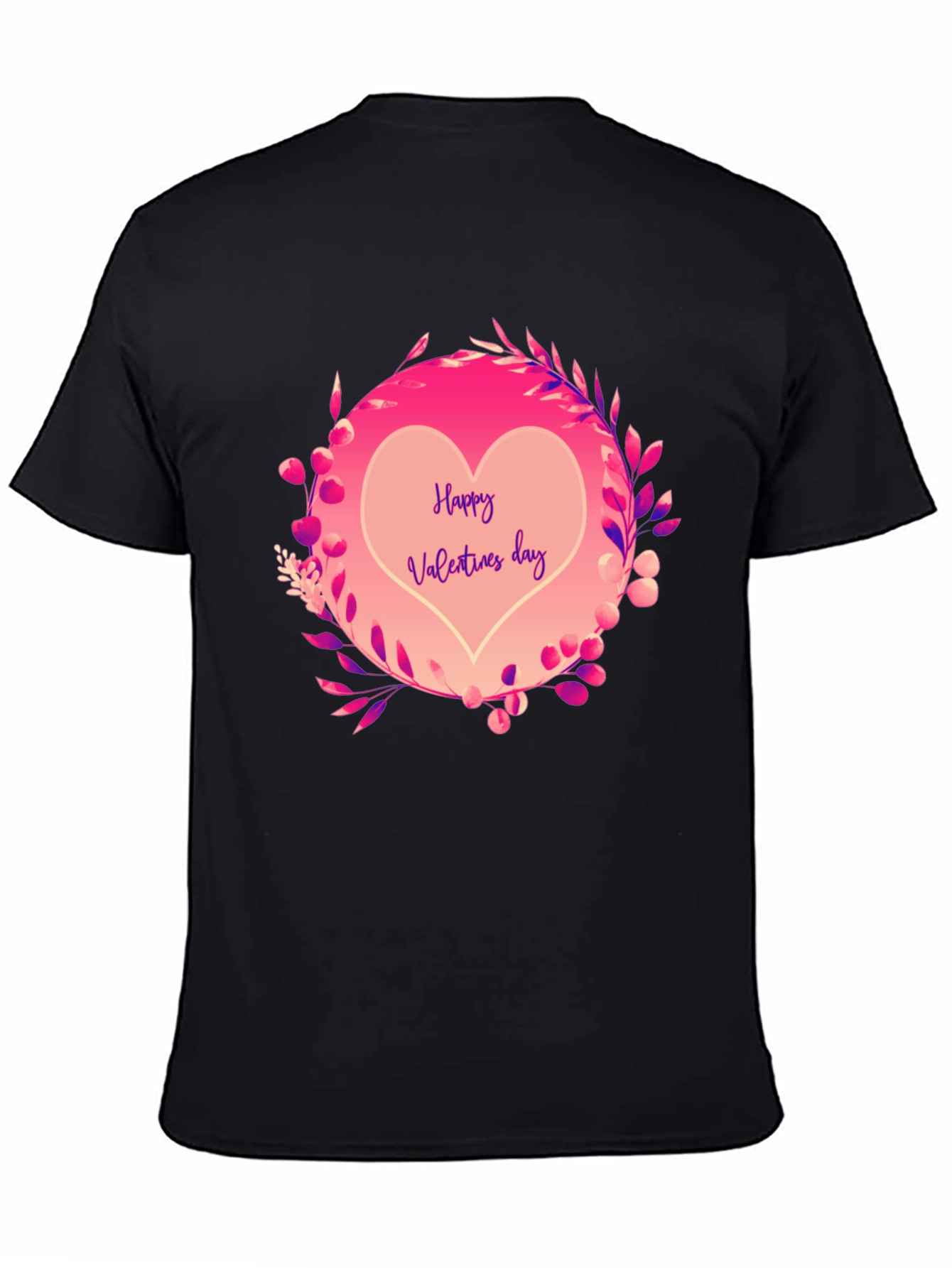 Black Happy Valentine's Day Heart Graphic Tee - Black view 4