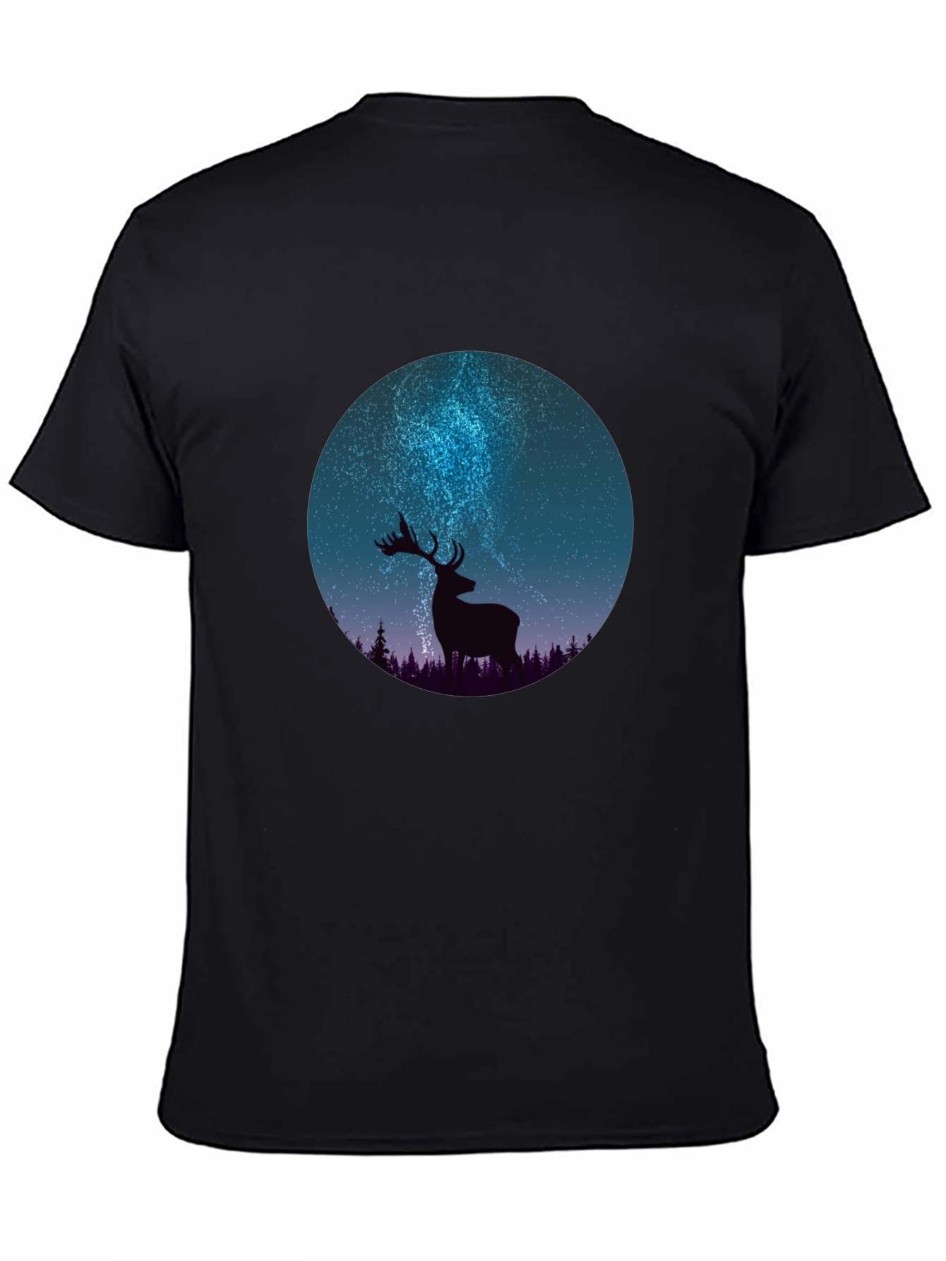 Black Deer Silhouette Graphic Tee - Men's Black T-Shirt view 4