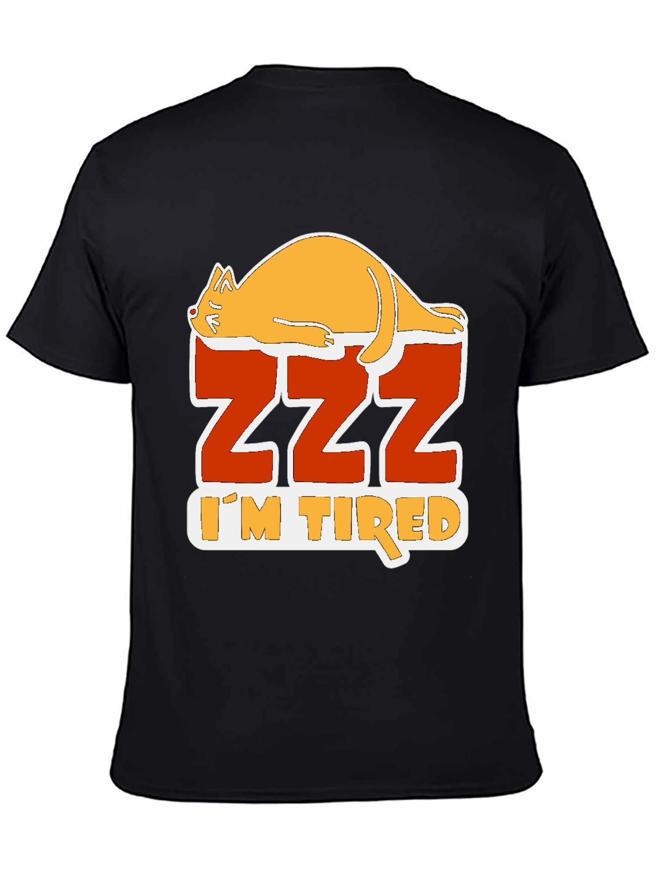 Black Funny Cat Zzz I'm Tired Graphic T-Shirt view 4