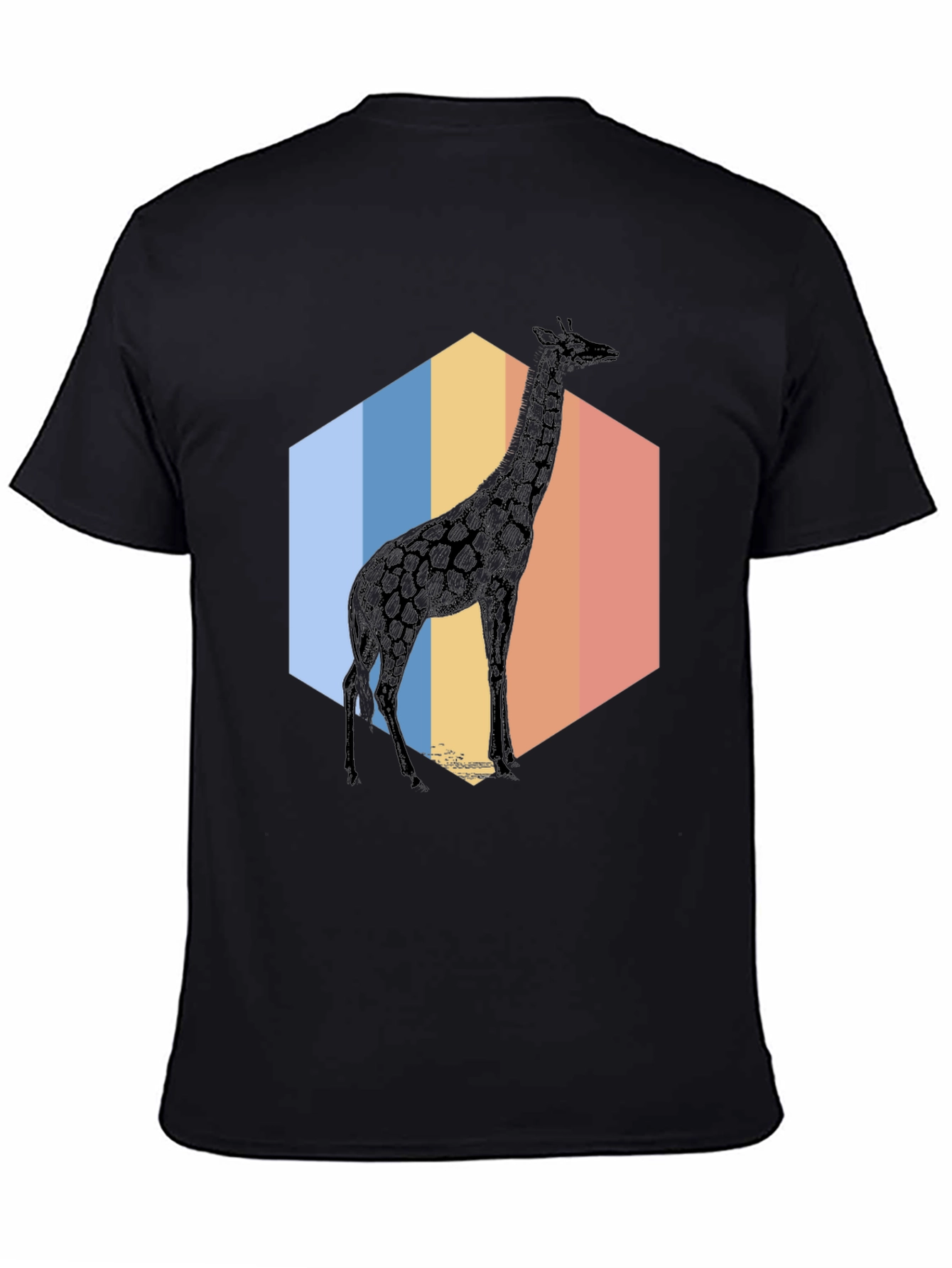 Black Giraffe Hexagon T-Shirt - Cool Animal Graphic Tee view 4