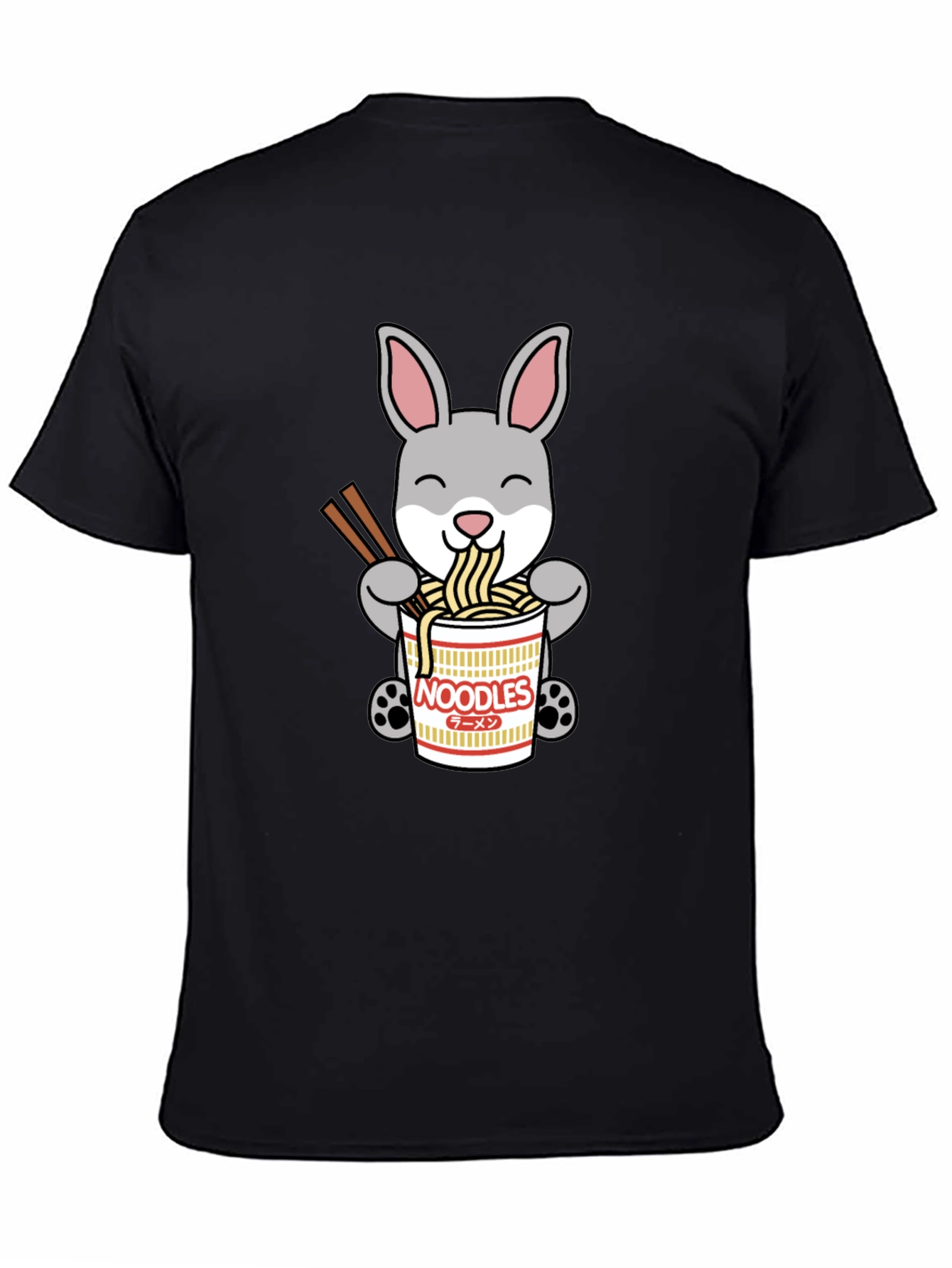 Black Rabbit Ramen T-Shirt - Cute Noodle Bunny Tee view 4