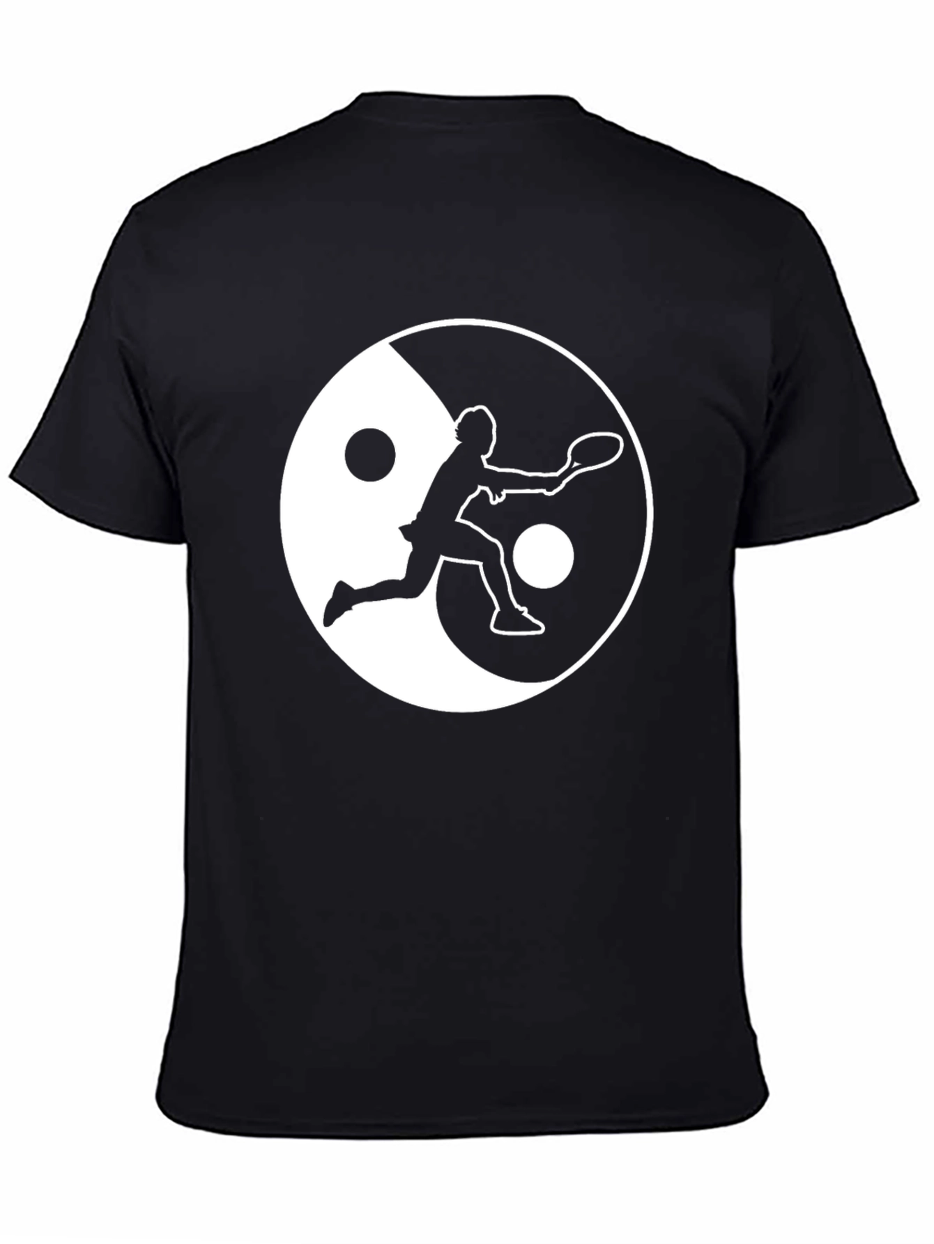 Black Yin Yang Tennis T-Shirt - Balance On & Off the Court! view 4